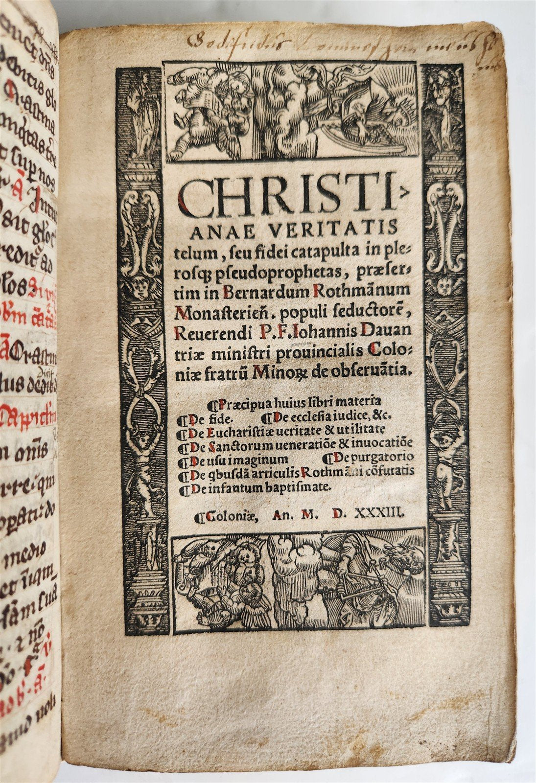 1533 POST-INCUNABULA THEOLOGY in LATIN antique ANCIENT VELLUM MANUSCRIPT BINDING