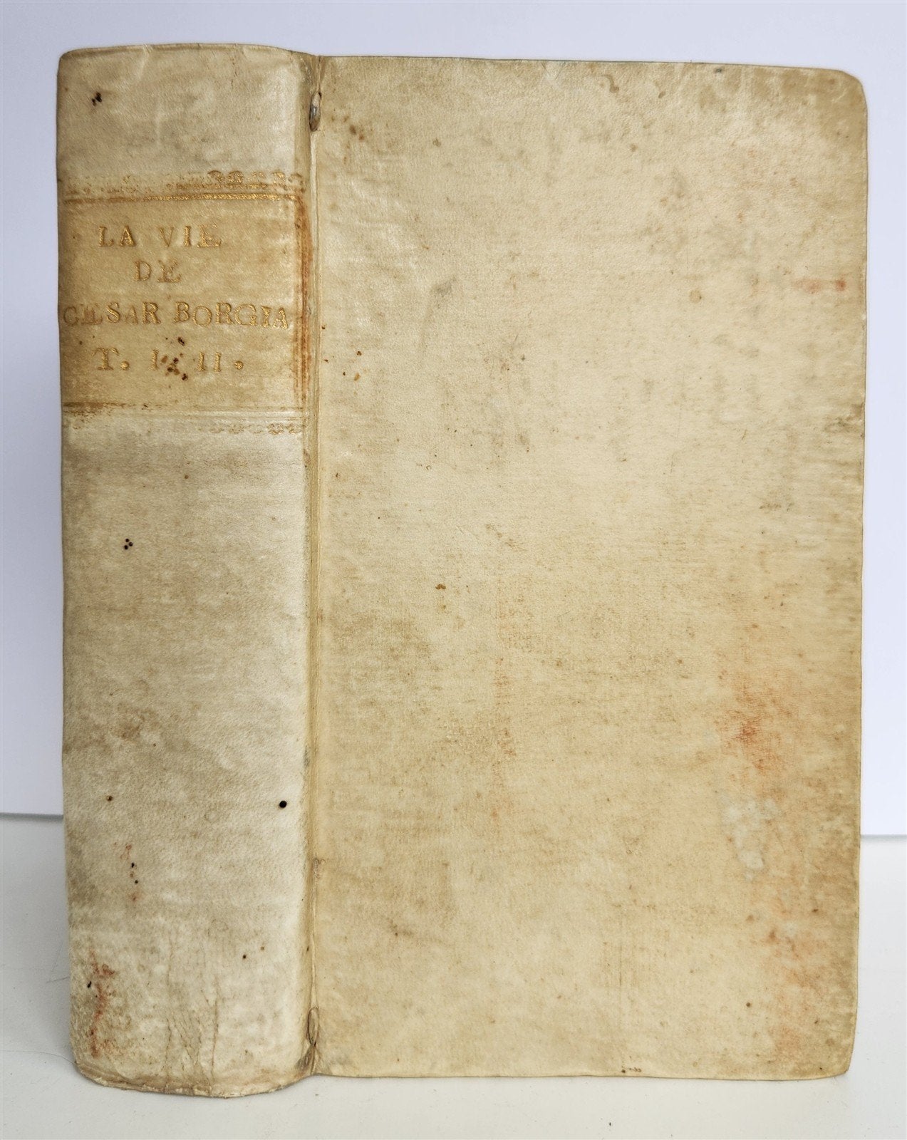 1756 LIFE of CESAR BORGIA ILLUSTRATED w/ PORTRAIT antique VELLUM BINDING