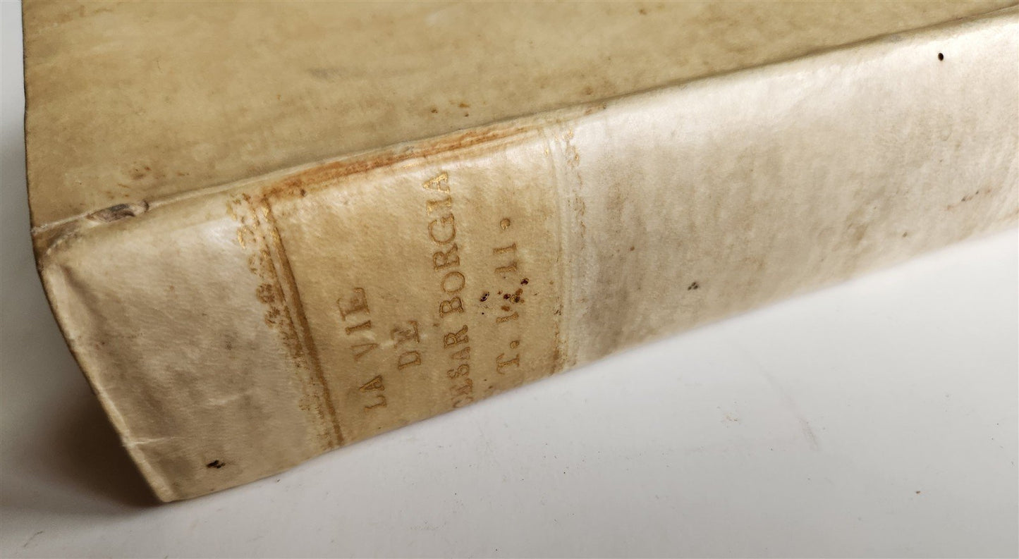 1756 LIFE of CESAR BORGIA ILLUSTRATED w/ PORTRAIT antique VELLUM BINDING