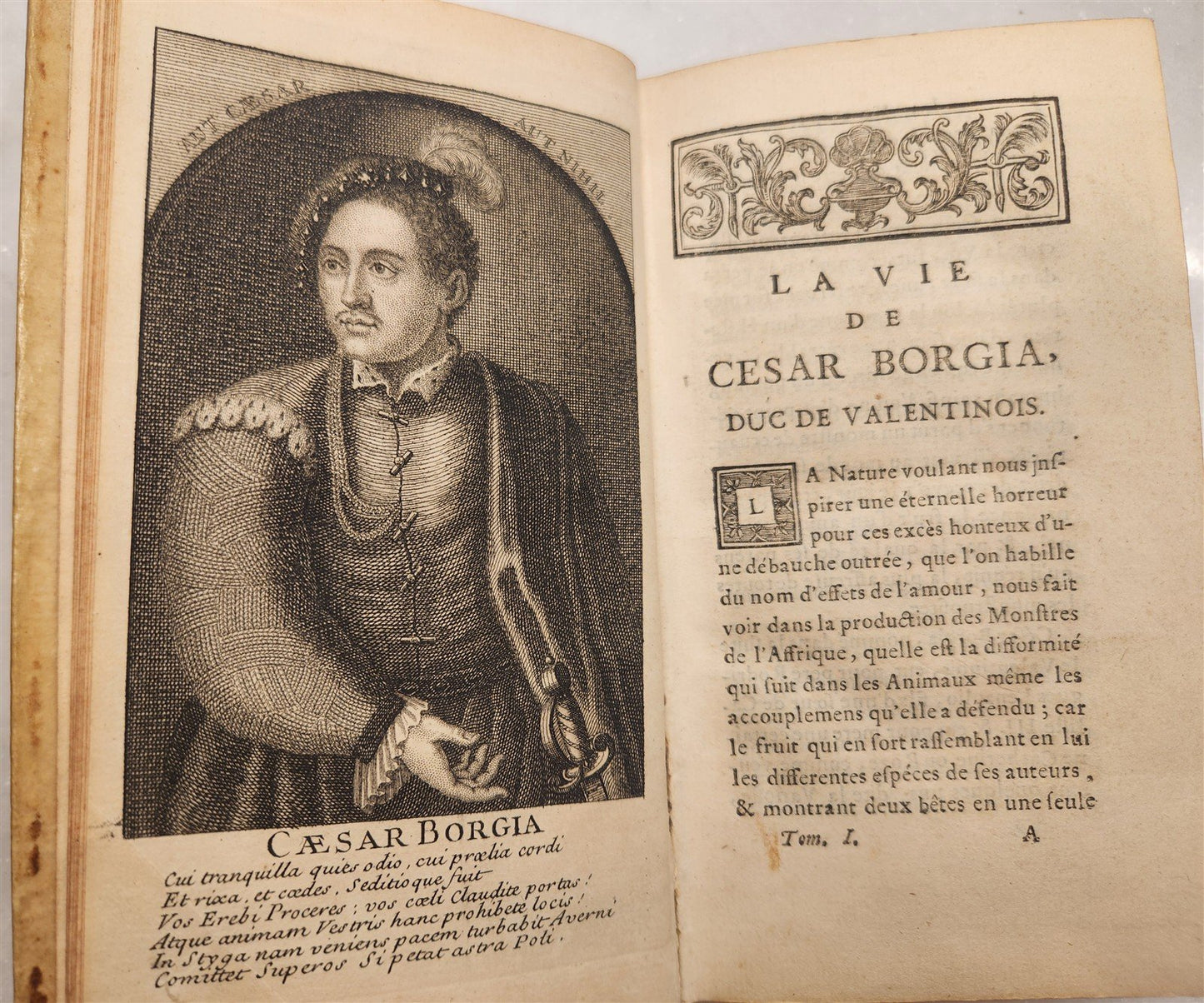 1756 LIFE of CESAR BORGIA ILLUSTRATED w/ PORTRAIT antique VELLUM BINDING