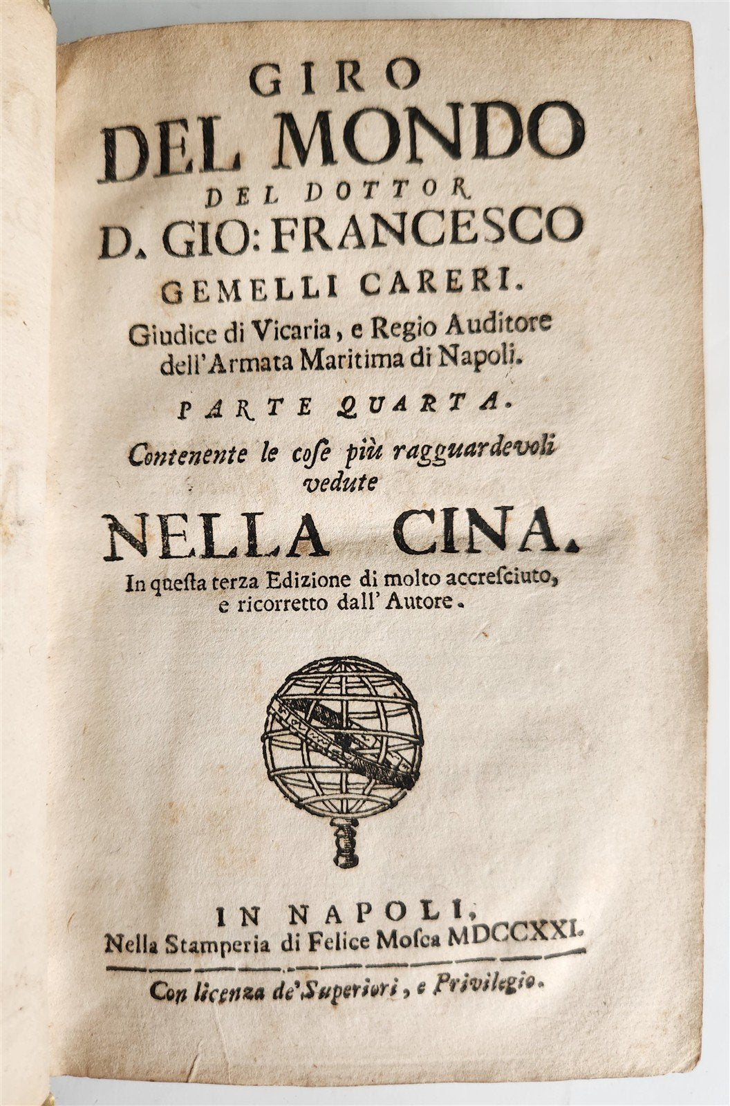 1721 TRAVELS to CHINA by Gio. Gemelli ILLUSTRATED antique VELLUM BINDING