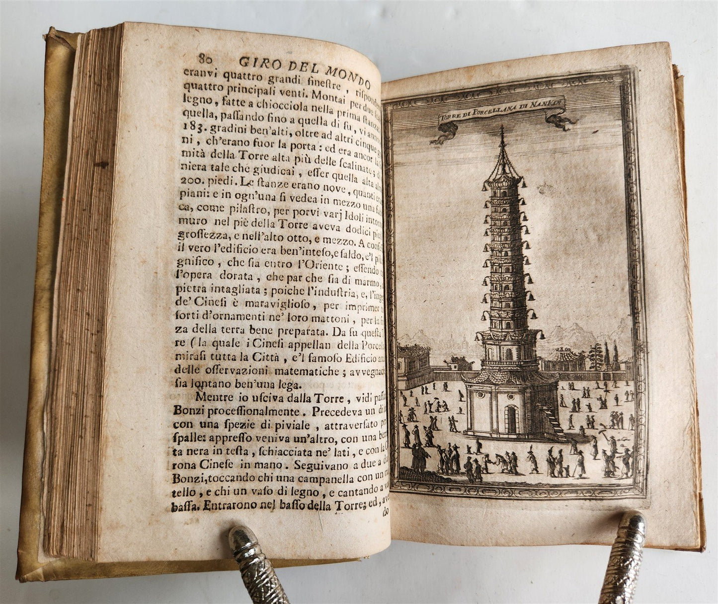 1721 TRAVELS to CHINA by Gio. Gemelli ILLUSTRATED antique VELLUM BINDING