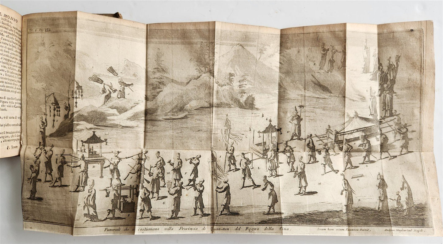 1721 TRAVELS to CHINA by Gio. Gemelli ILLUSTRATED antique VELLUM BINDING