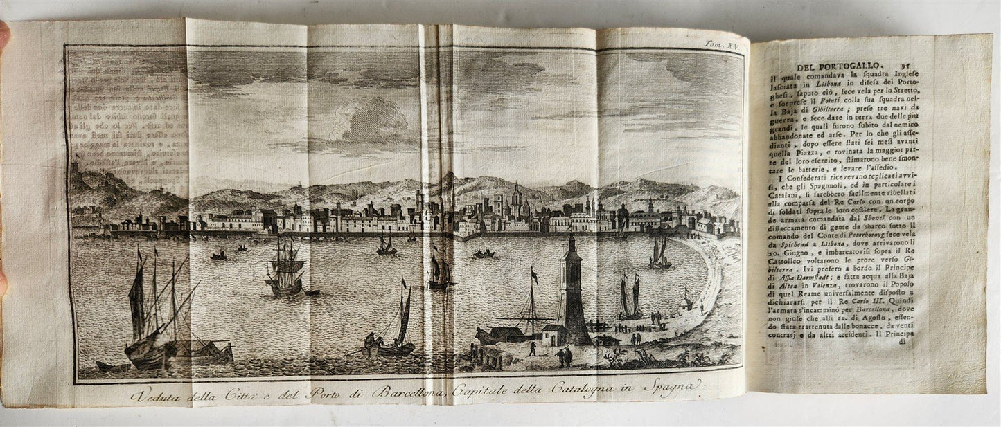 1745 HISTORY of PORTUGAL & SPAIN antique ILLUSTRATED w/ 12 ENGRAVINGS & MAP