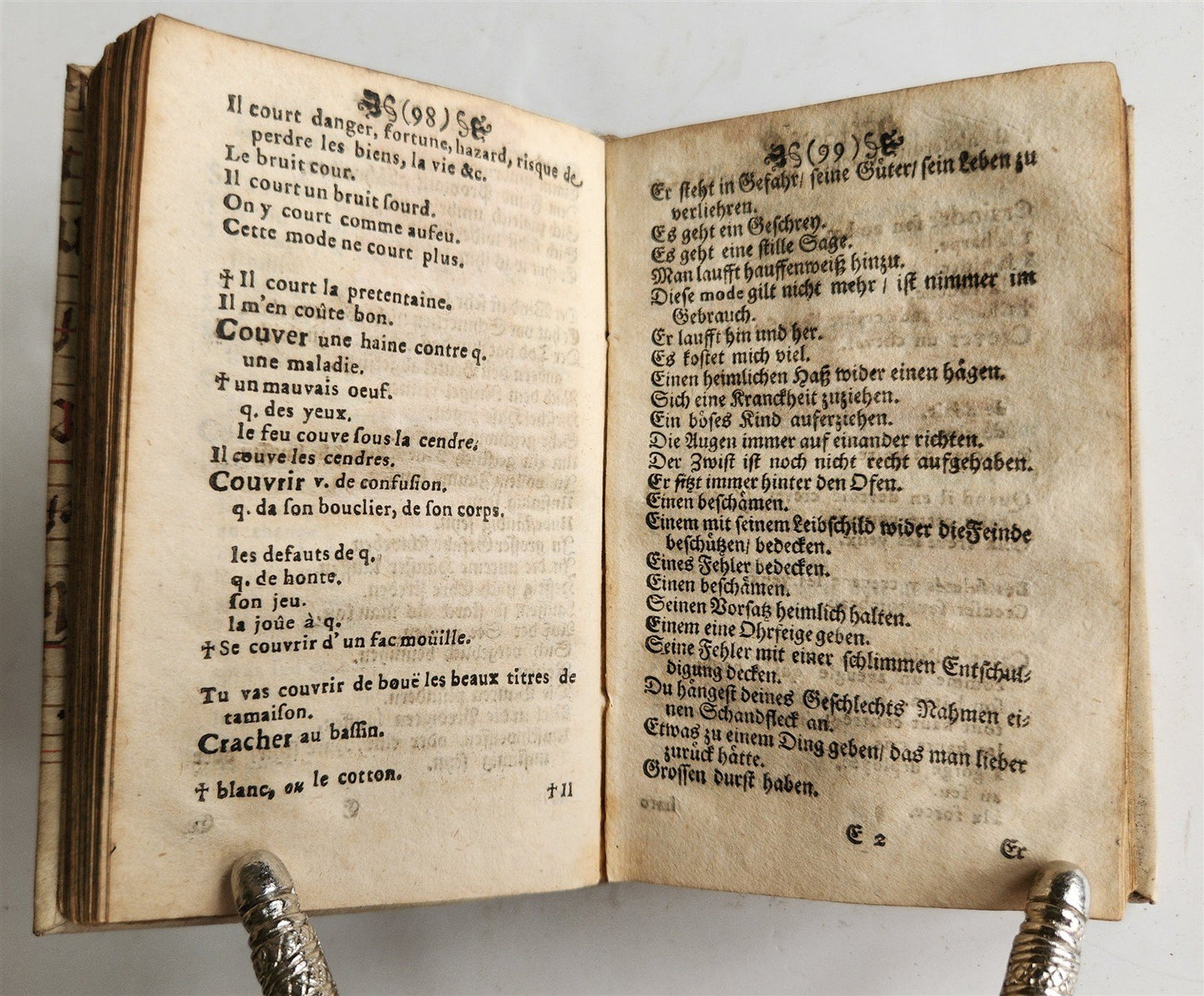 1700 NATURE of FRENCH LANGUAGE in GERMAN antique ANCIENT MANUSCRIPT BINDING