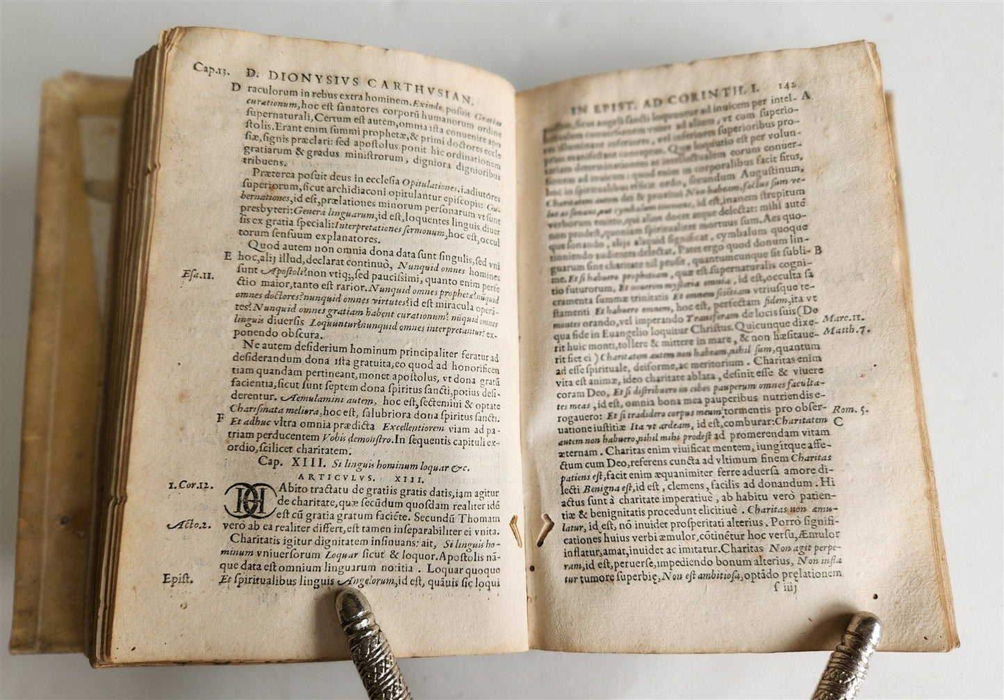 1555 BIBLE COMMENTARY by Dionysius Carthusianus antique VELLUM BINDING 16th CEN.