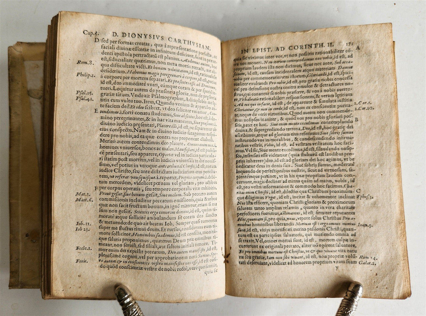 1555 BIBLE COMMENTARY by Dionysius Carthusianus antique VELLUM BINDING 16th CEN.