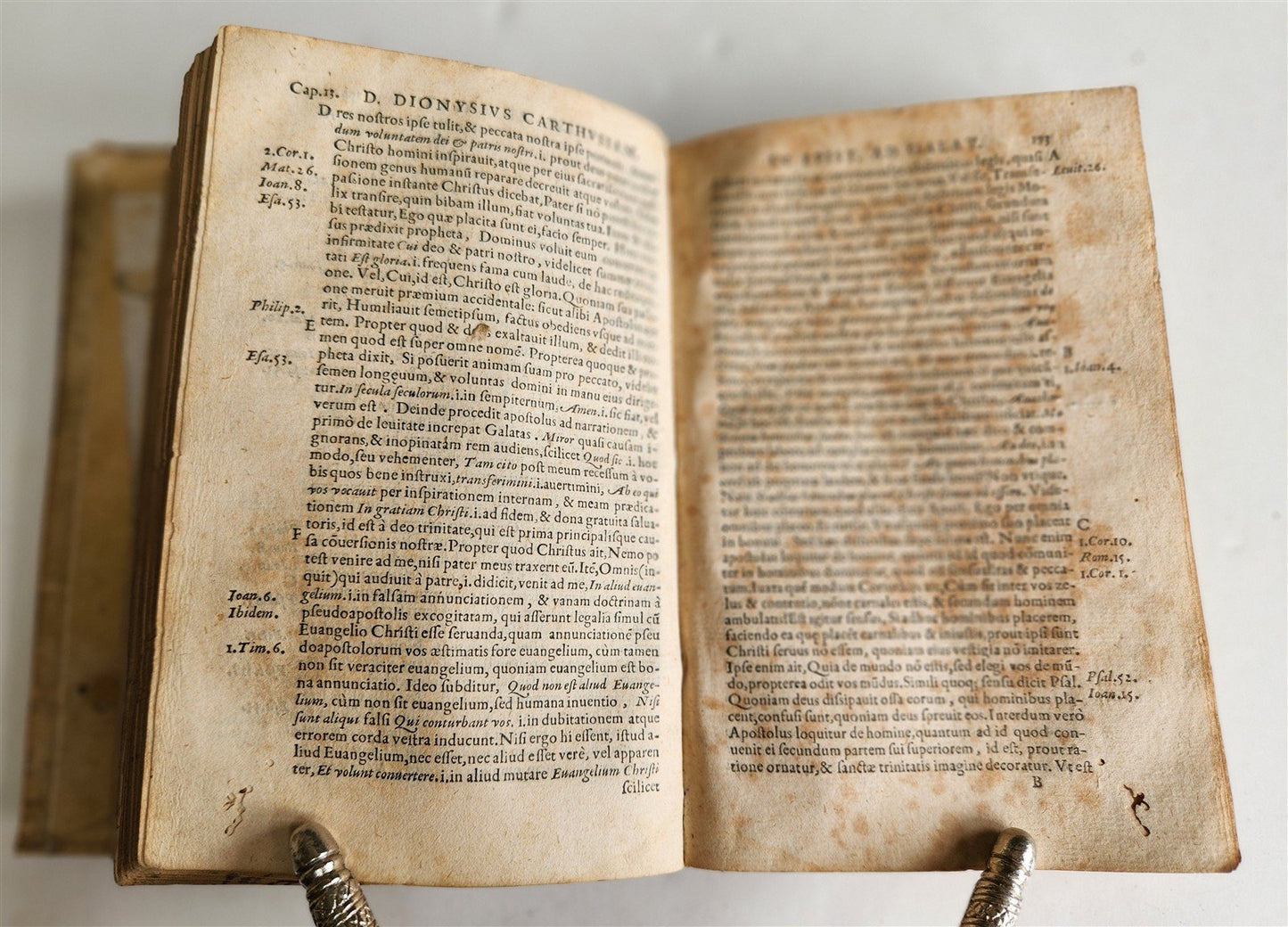 1555 BIBLE COMMENTARY by Dionysius Carthusianus antique VELLUM BINDING 16th CEN.