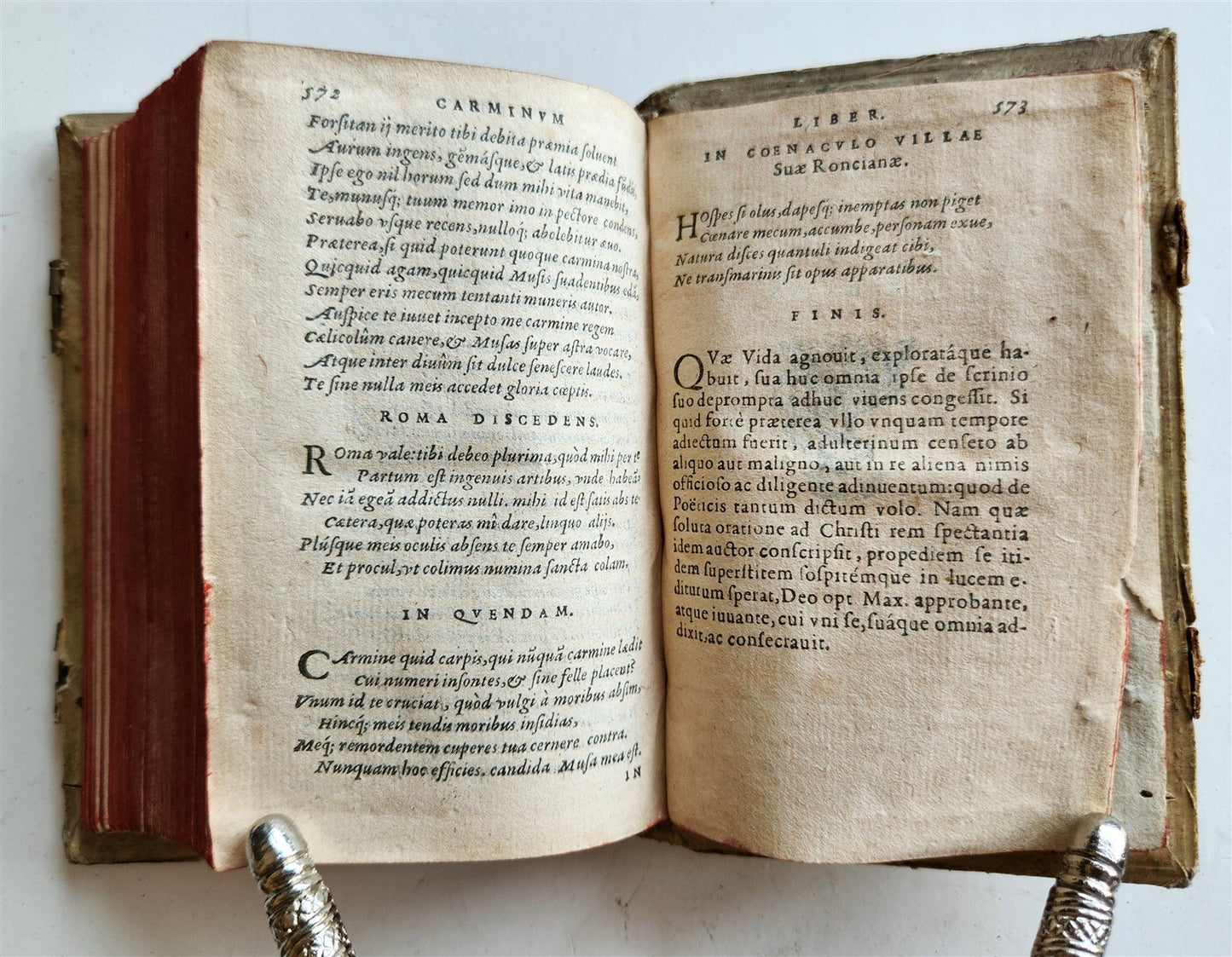 1592 POETRY by Marcus Hieronymus Vida antique BLIND-TOOLED PIGSKIN BINDING 16 C.