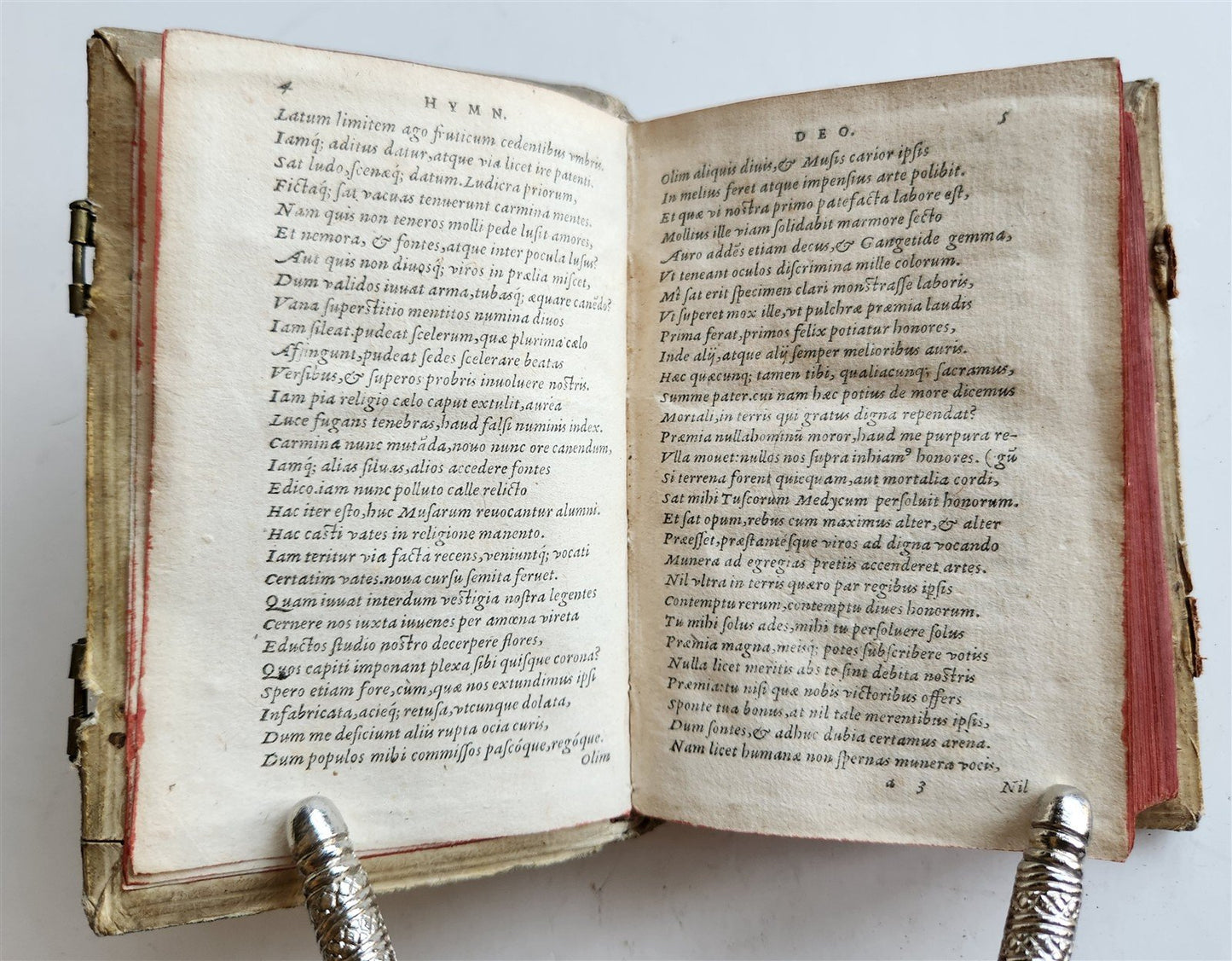 1592 POETRY by Marcus Hieronymus Vida antique BLIND-TOOLED PIGSKIN BINDING 16 C.