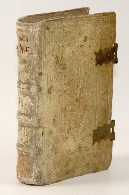 1592 POETRY by Marcus Hieronymus Vida antique BLIND-TOOLED PIGSKIN BINDING 16 C.