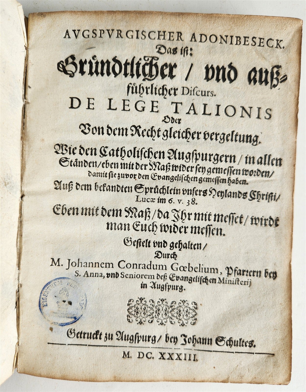 1633 AUGSBURG HISTORY antique VELLUM BINDING