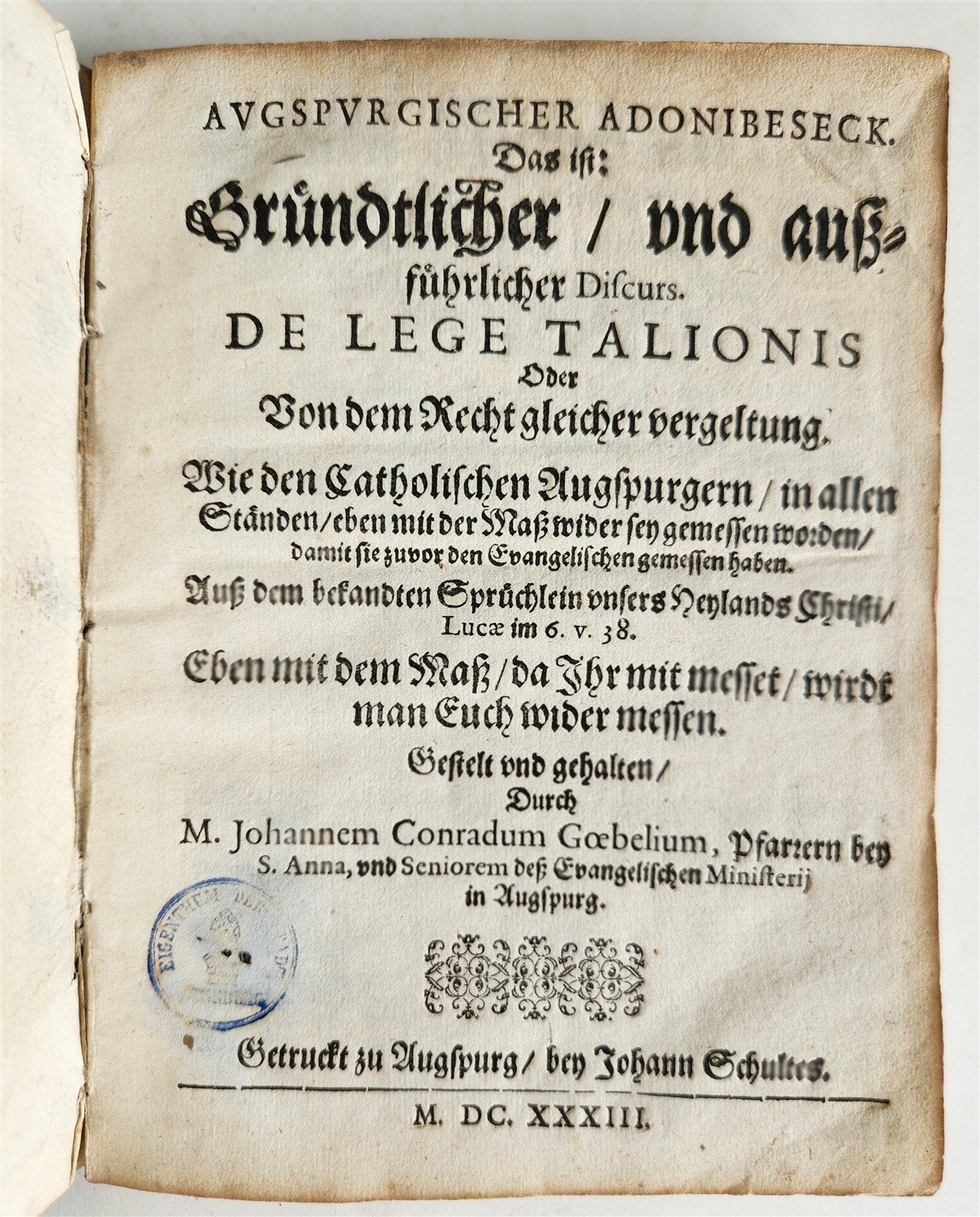 1633 AUGSBURG HISTORY antique VELLUM BINDING