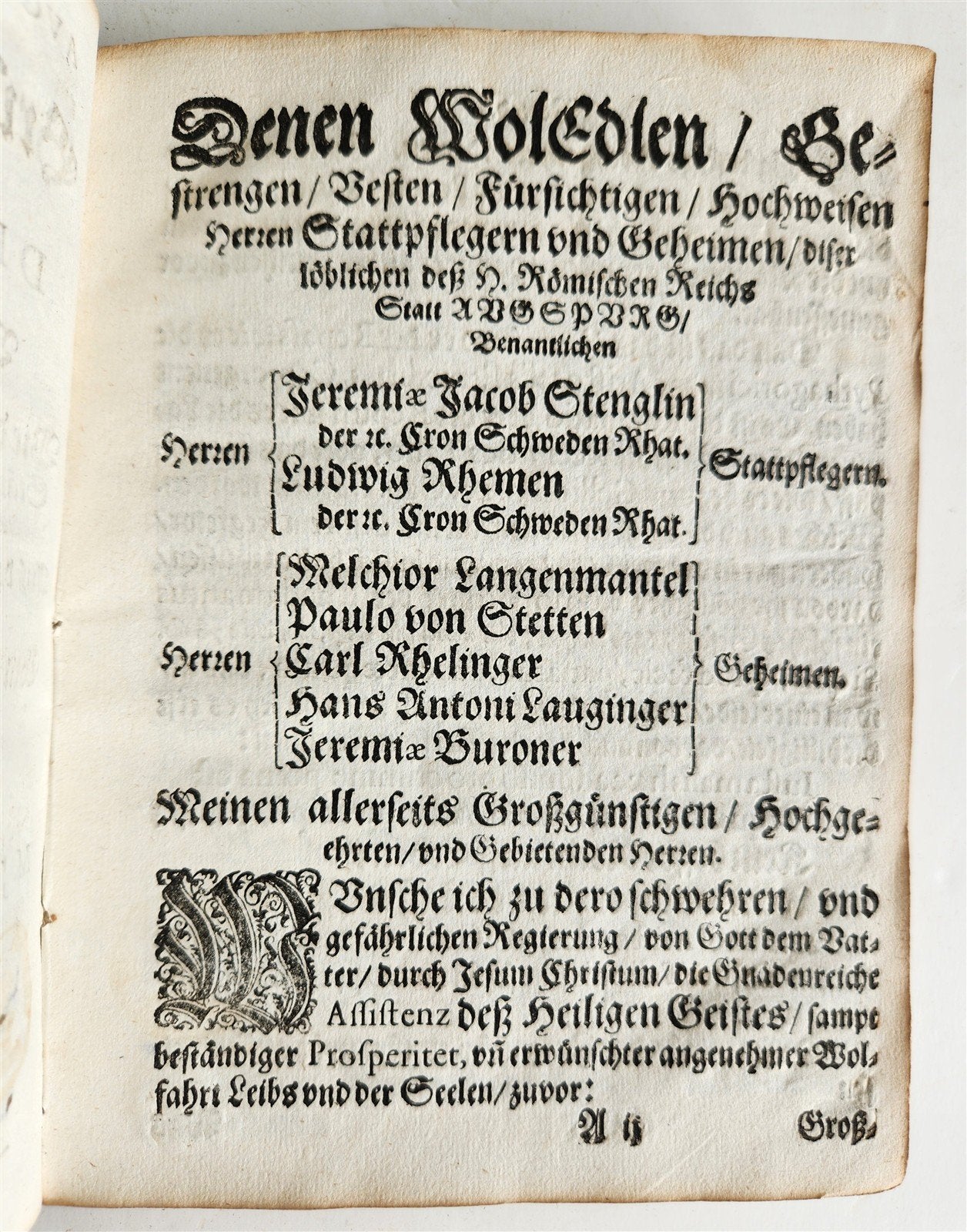 1633 AUGSBURG HISTORY antique VELLUM BINDING