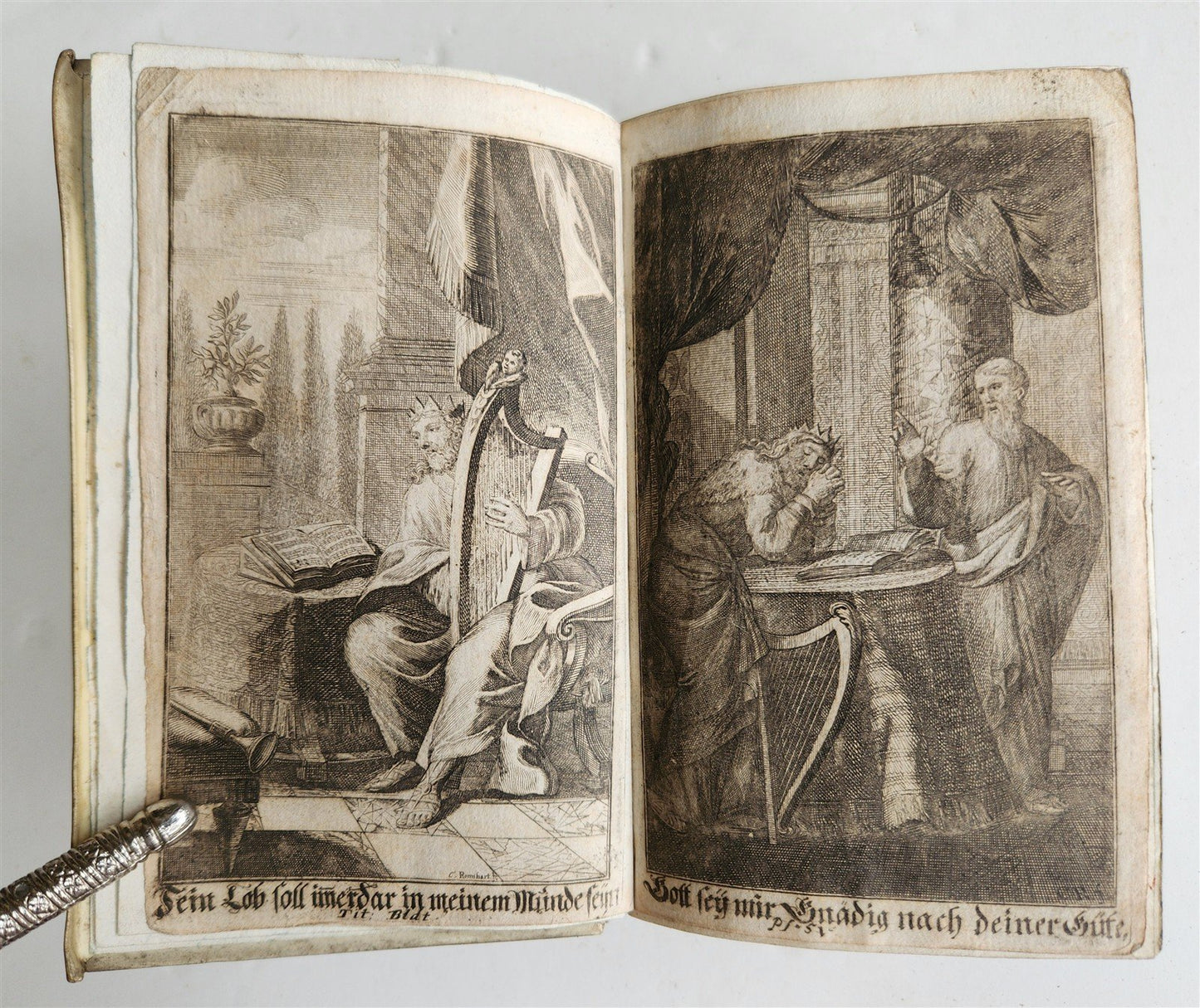 1719 PSALMS of DAVID in GERMAN antique vellum binding