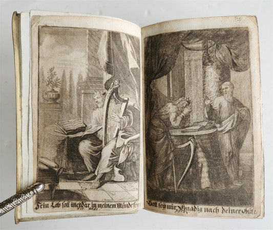 1719 PSALMS of DAVID in GERMAN antique vellum binding
