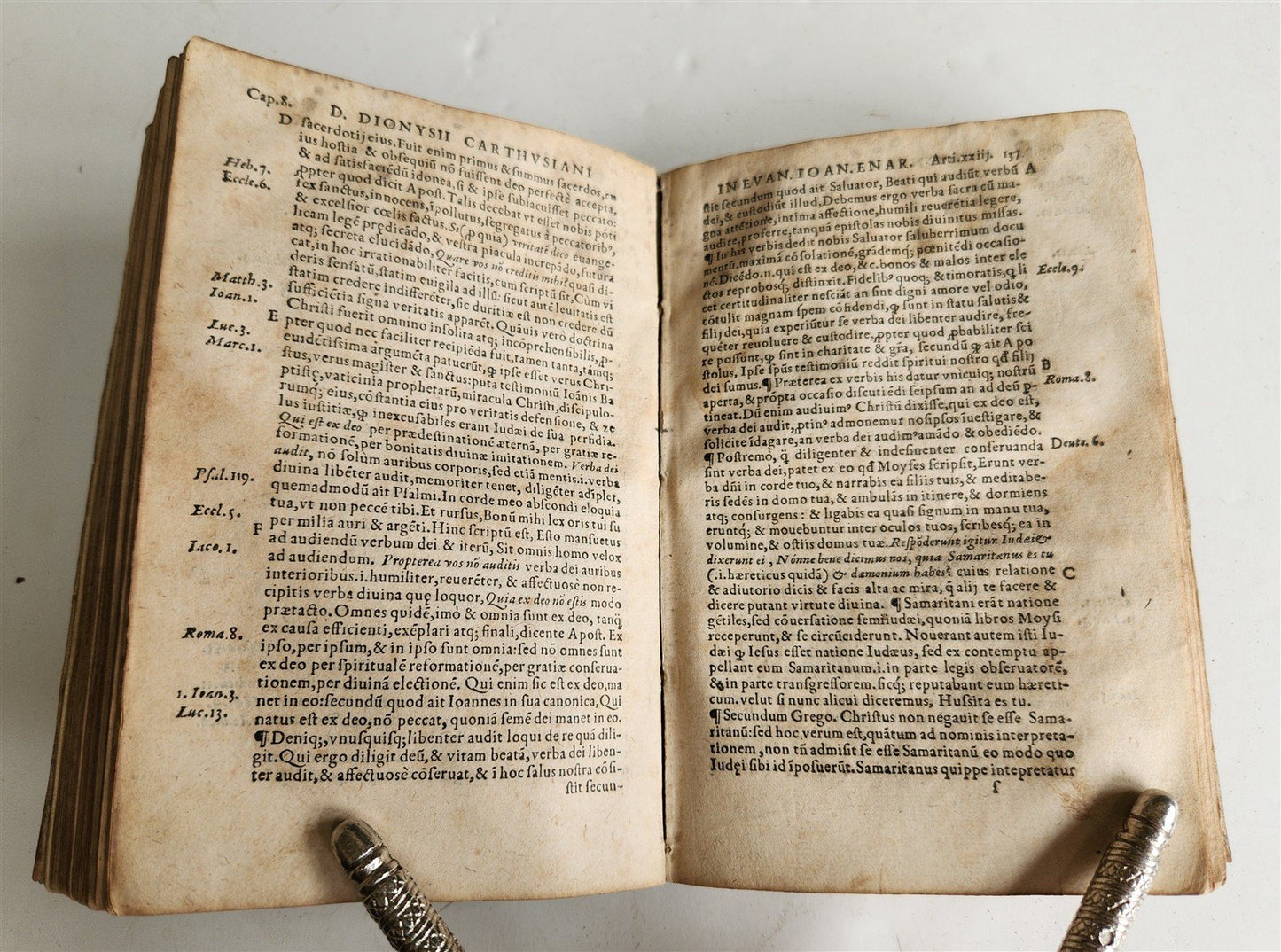 1554 Commentary on Gospel of John by Dionysius Carthusian antique vellum binding