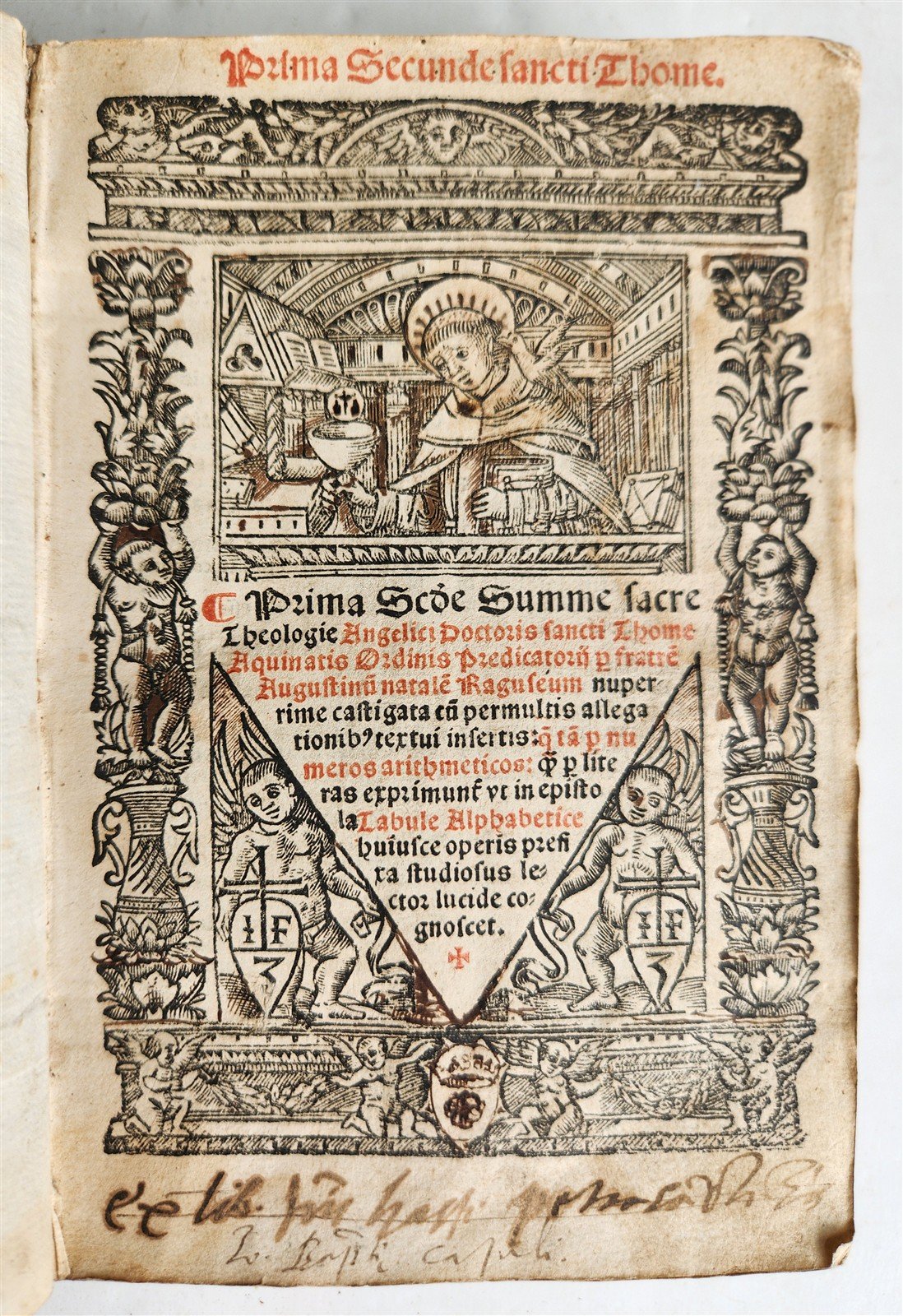 1535 POST-INCUNABULA THEOLOGY by THOMAS AQUINAS antique vellum binding