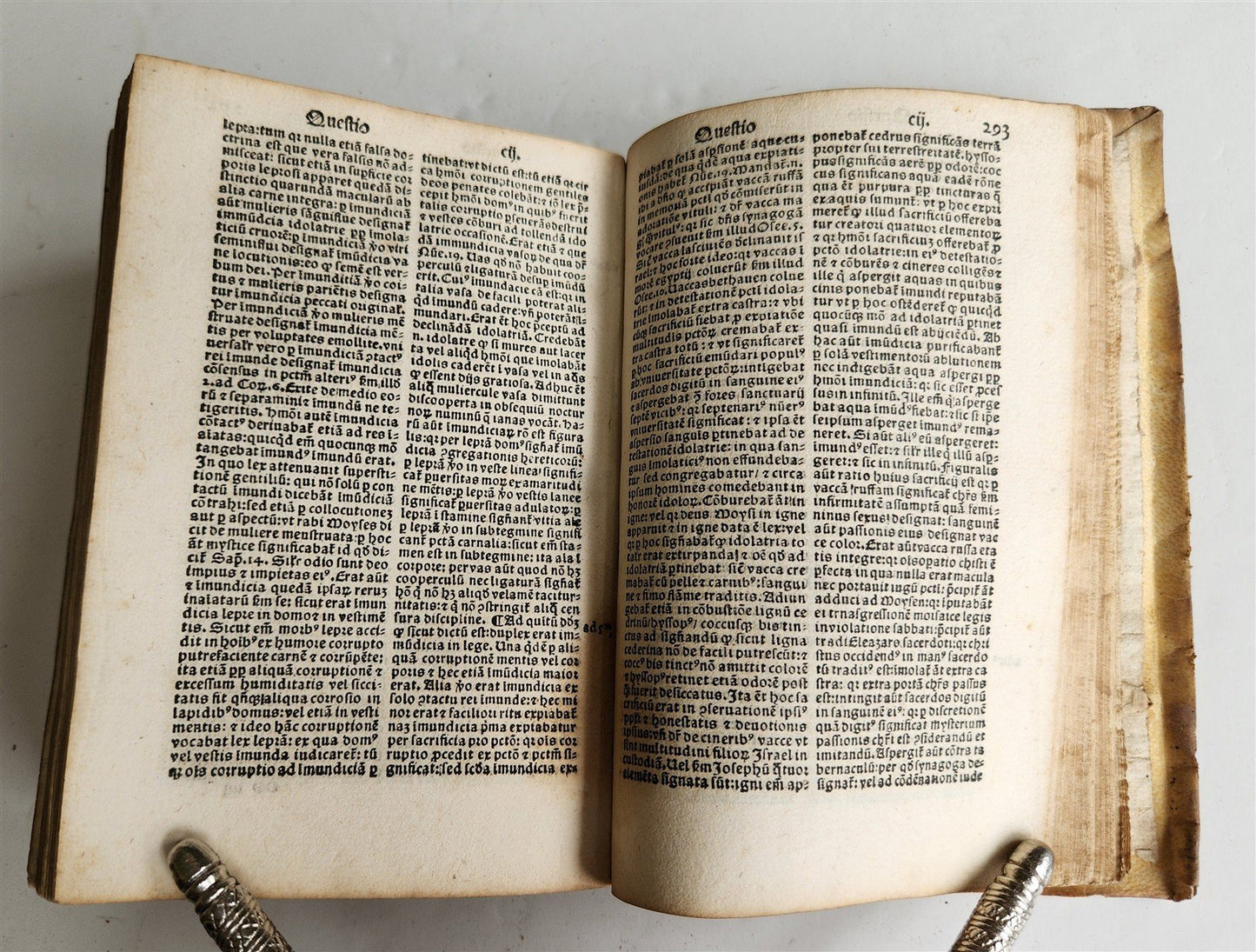 1535 POST-INCUNABULA THEOLOGY by THOMAS AQUINAS antique vellum binding