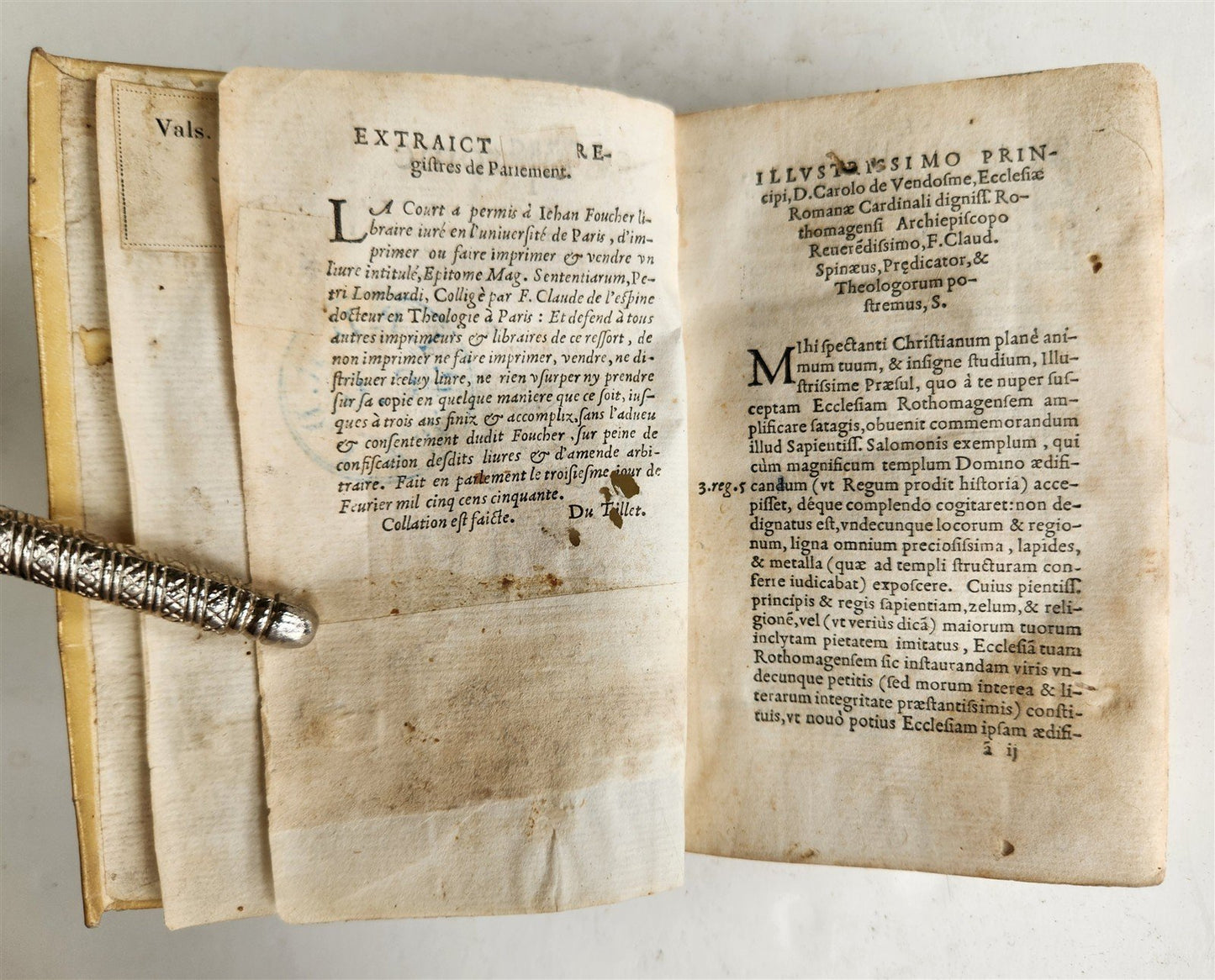 1551 COMMENTARIES to Peter Lombard's Sentences by Spinaeus antique vellum 16th C