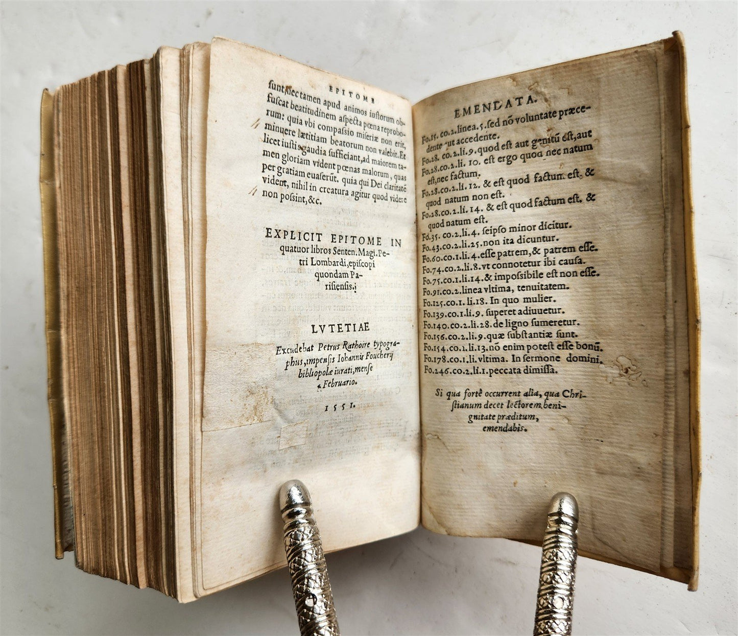 1551 COMMENTARIES to Peter Lombard's Sentences by Spinaeus antique vellum 16th C