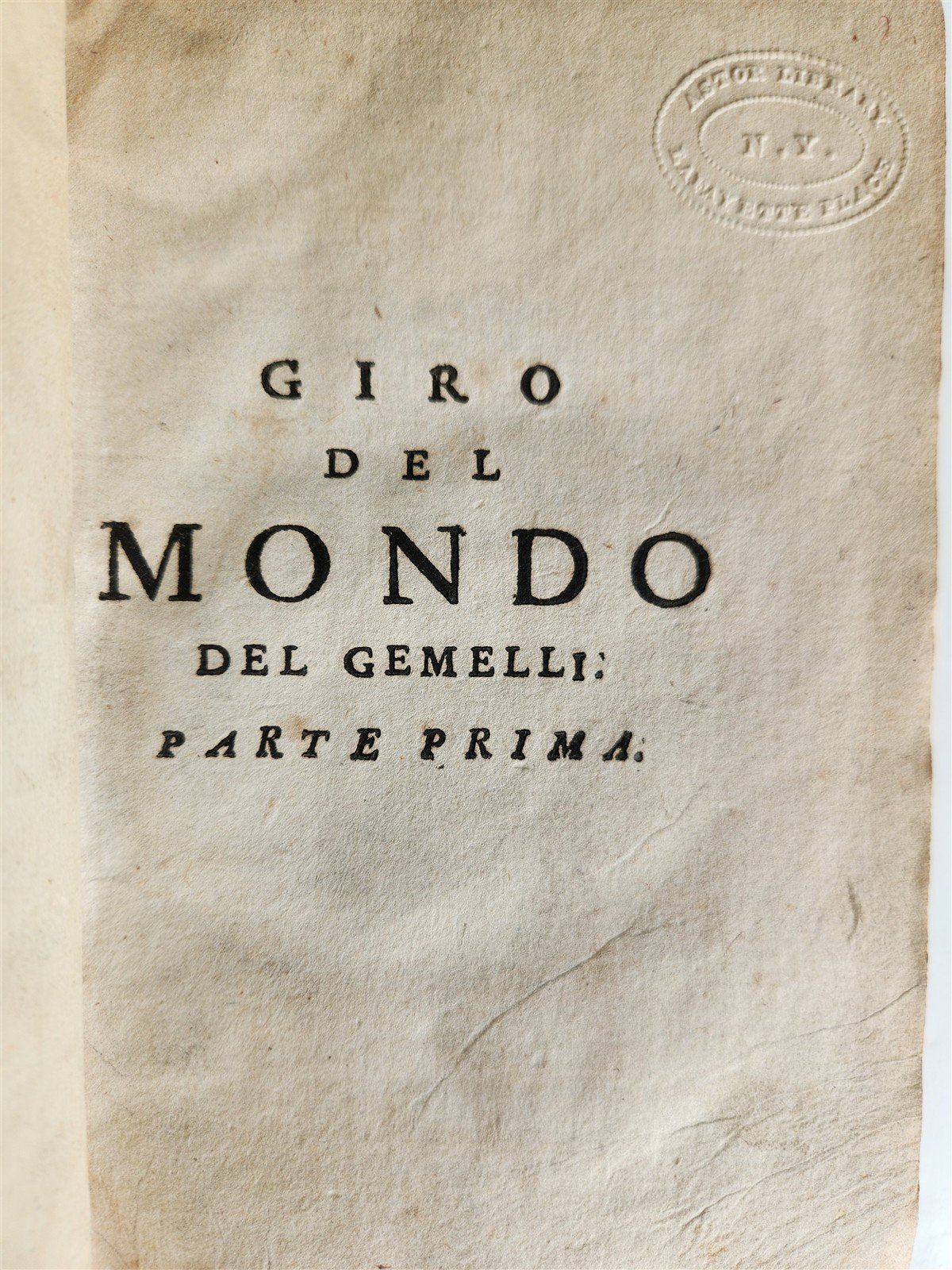 1721 TRAVELS to TURKEY by Gio. Gemelli ILLUSTRATED antique VELLUM BINDING