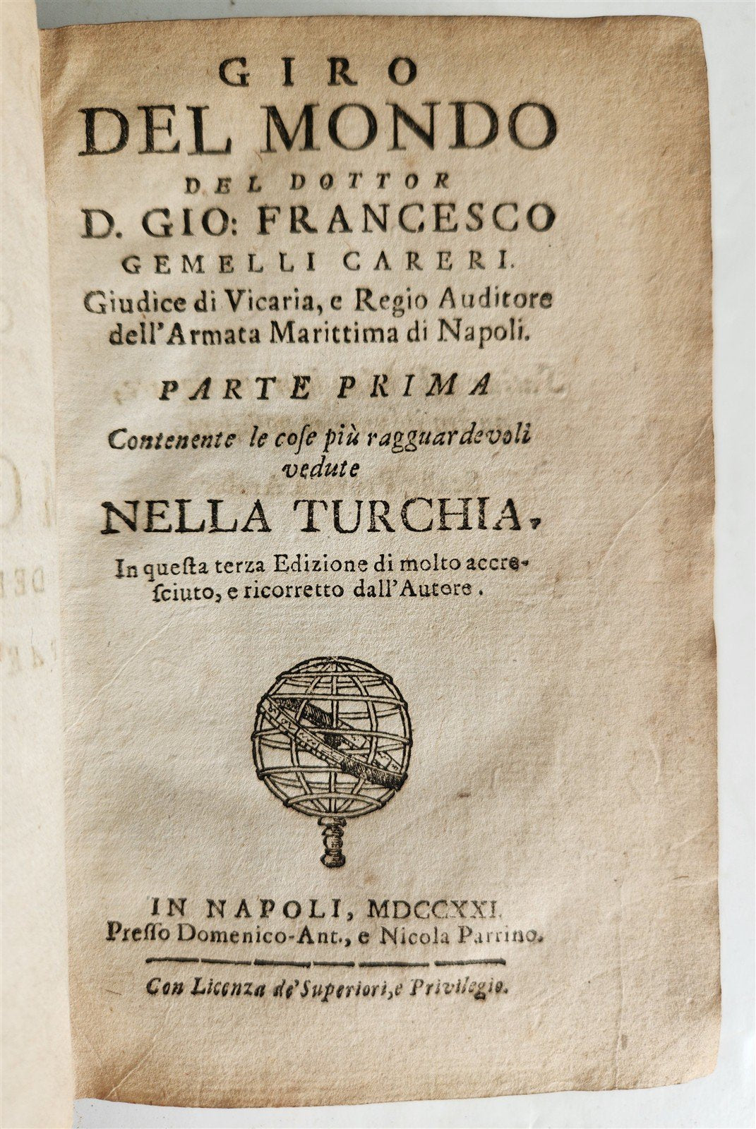 1721 TRAVELS to TURKEY by Gio. Gemelli ILLUSTRATED antique VELLUM BINDING