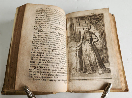 1721 TRAVELS to TURKEY by Gio. Gemelli ILLUSTRATED antique VELLUM BINDING