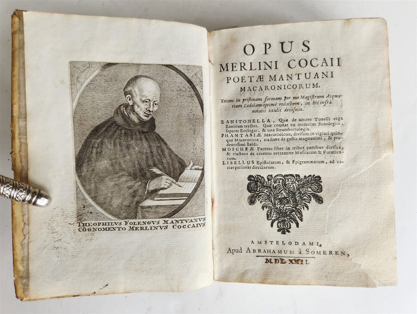 1692 ILLUSTRATED MACARONIC by POETRY MERLINI COCAII antique 17th CENTURY vellum