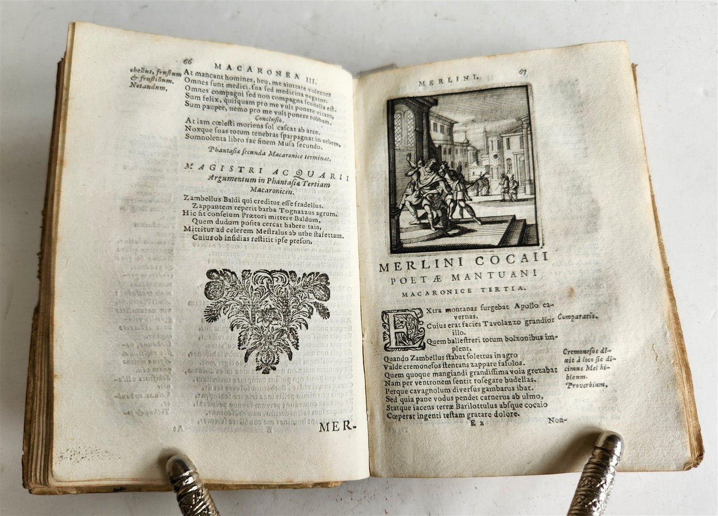 1692 ILLUSTRATED MACARONIC by POETRY MERLINI COCAII antique 17th CENTURY vellum