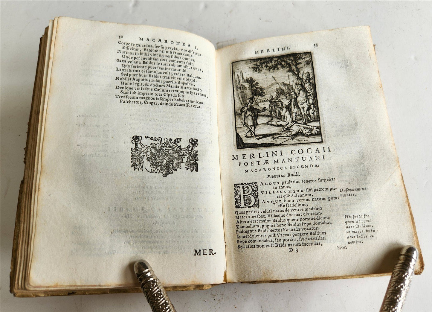 1692 ILLUSTRATED MACARONIC by POETRY MERLINI COCAII antique 17th CENTURY vellum