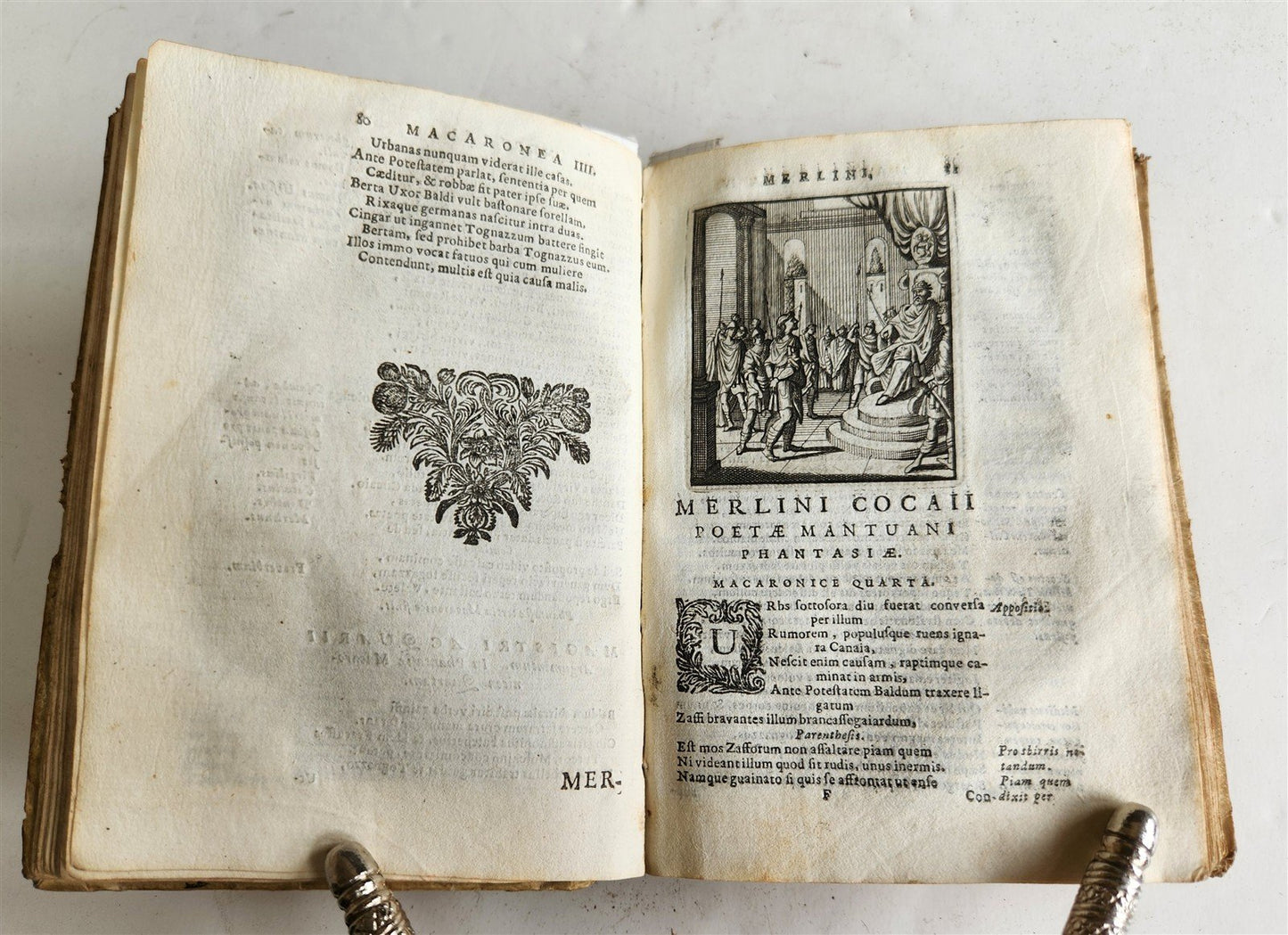 1692 ILLUSTRATED MACARONIC by POETRY MERLINI COCAII antique 17th CENTURY vellum
