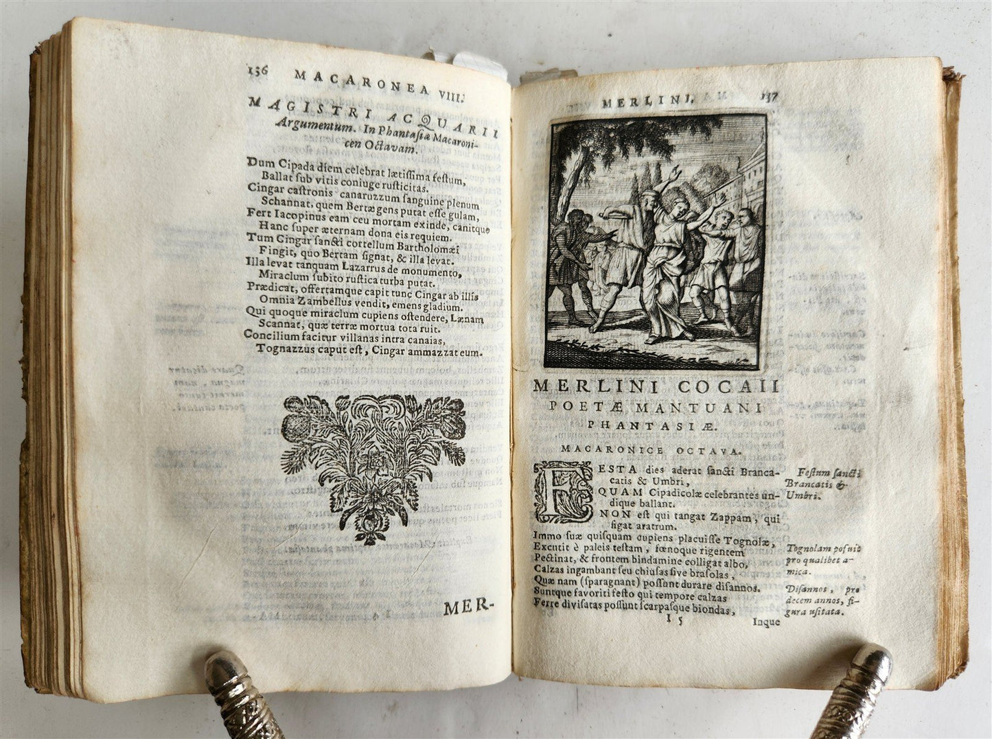 1692 ILLUSTRATED MACARONIC by POETRY MERLINI COCAII antique 17th CENTURY vellum