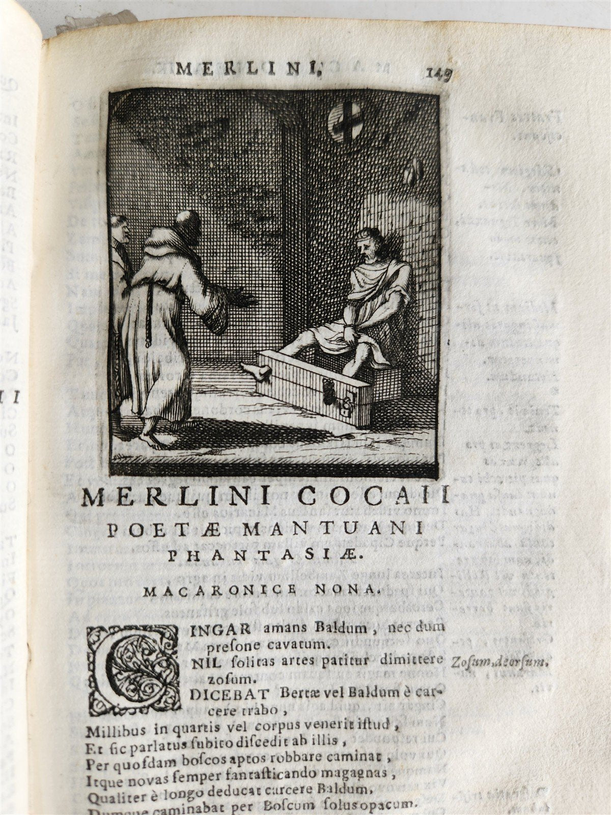 1692 ILLUSTRATED MACARONIC by POETRY MERLINI COCAII antique 17th CENTURY vellum