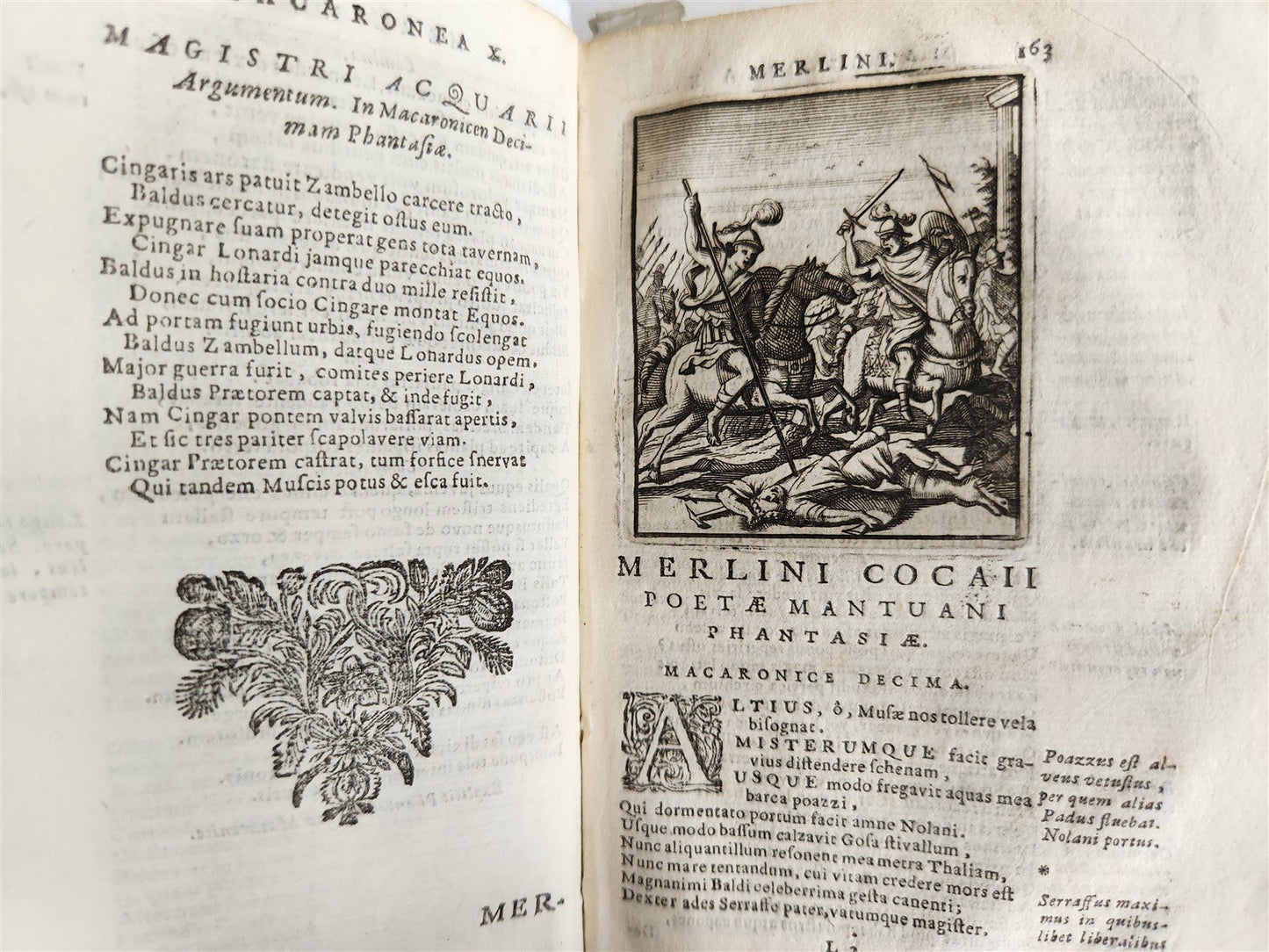 1692 ILLUSTRATED MACARONIC by POETRY MERLINI COCAII antique 17th CENTURY vellum