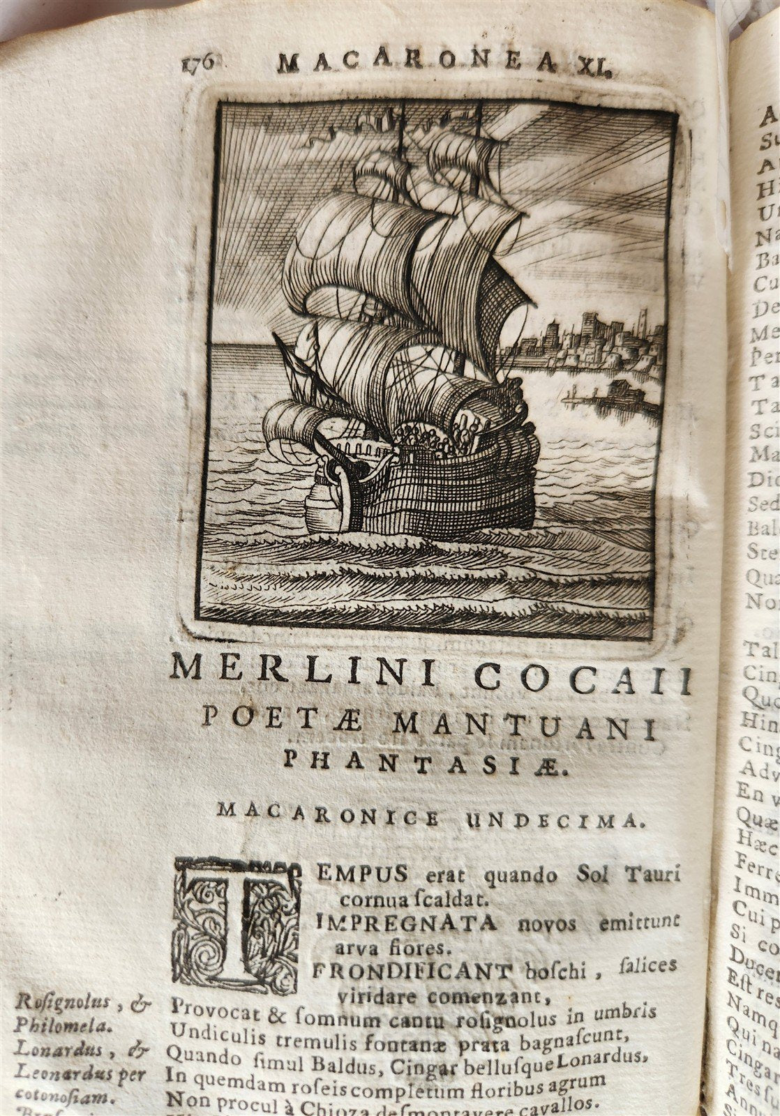 1692 ILLUSTRATED MACARONIC by POETRY MERLINI COCAII antique 17th CENTURY vellum