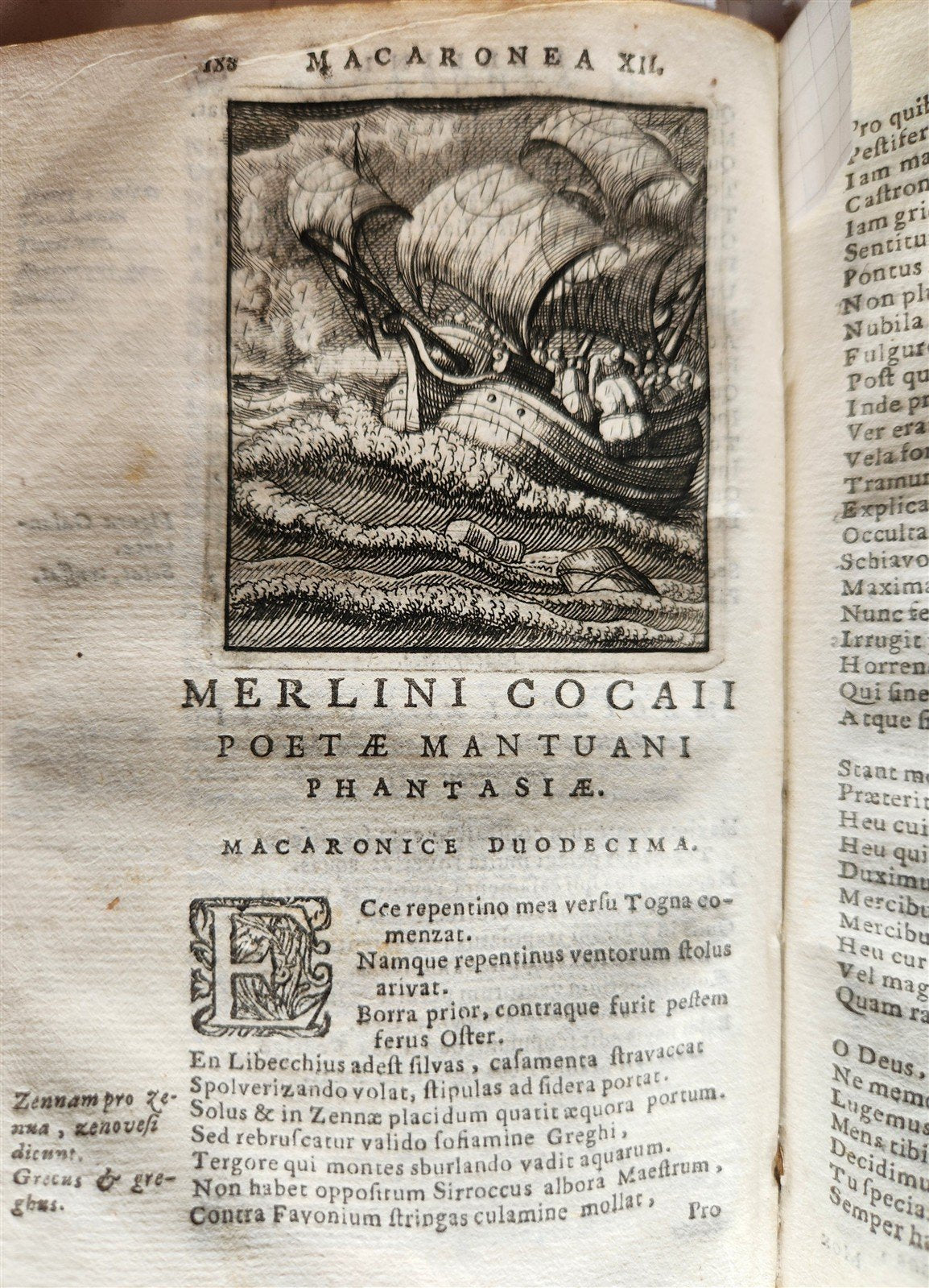 1692 ILLUSTRATED MACARONIC by POETRY MERLINI COCAII antique 17th CENTURY vellum