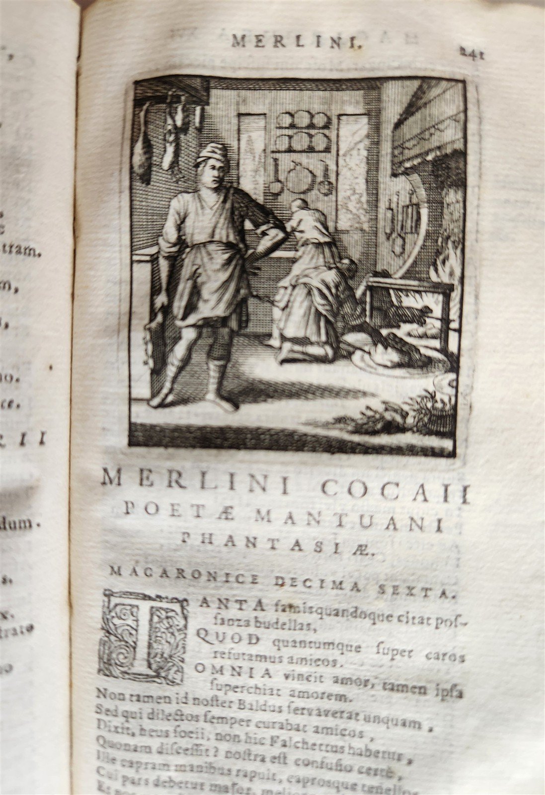 1692 ILLUSTRATED MACARONIC by POETRY MERLINI COCAII antique 17th CENTURY vellum