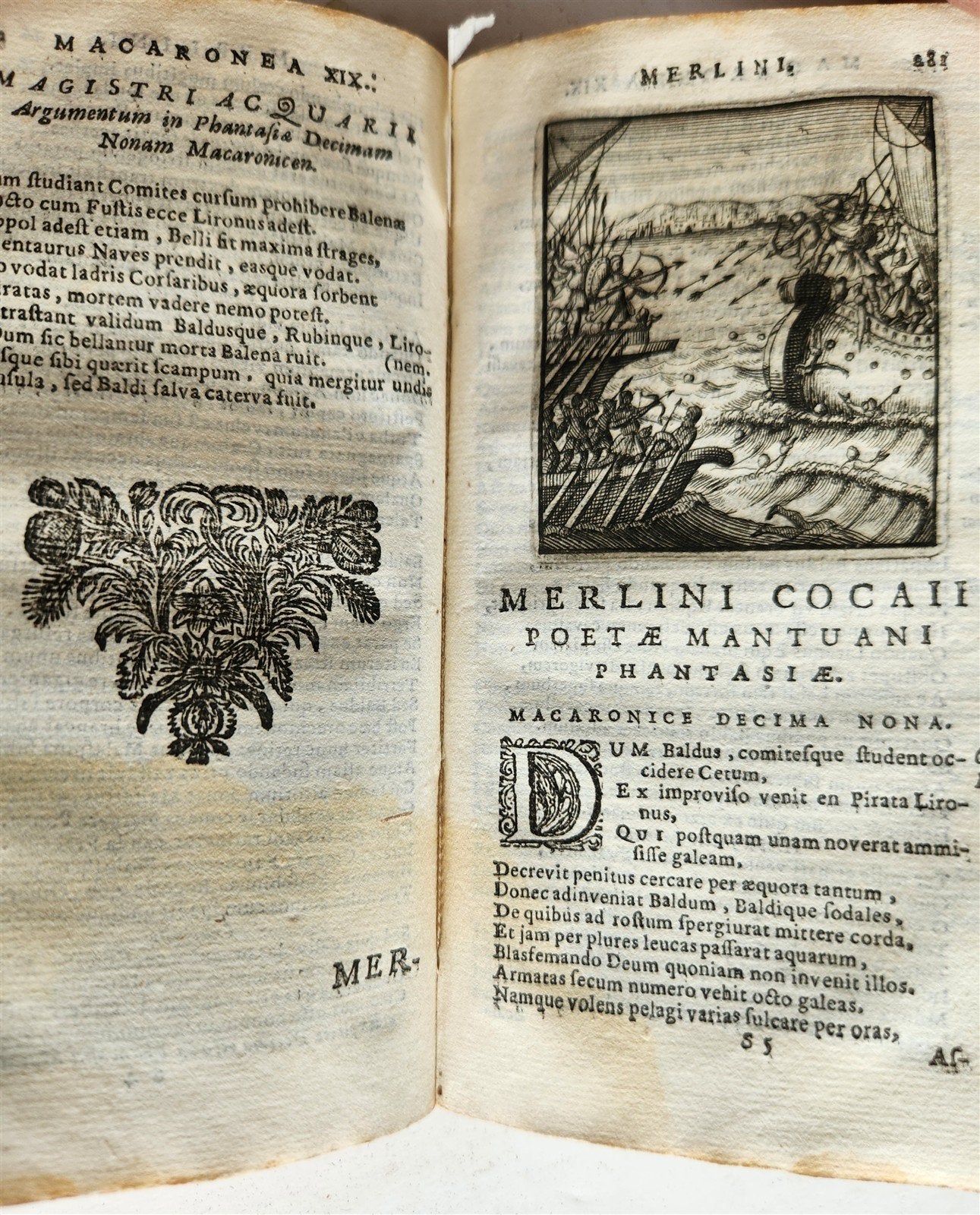 1692 ILLUSTRATED MACARONIC by POETRY MERLINI COCAII antique 17th CENTURY vellum