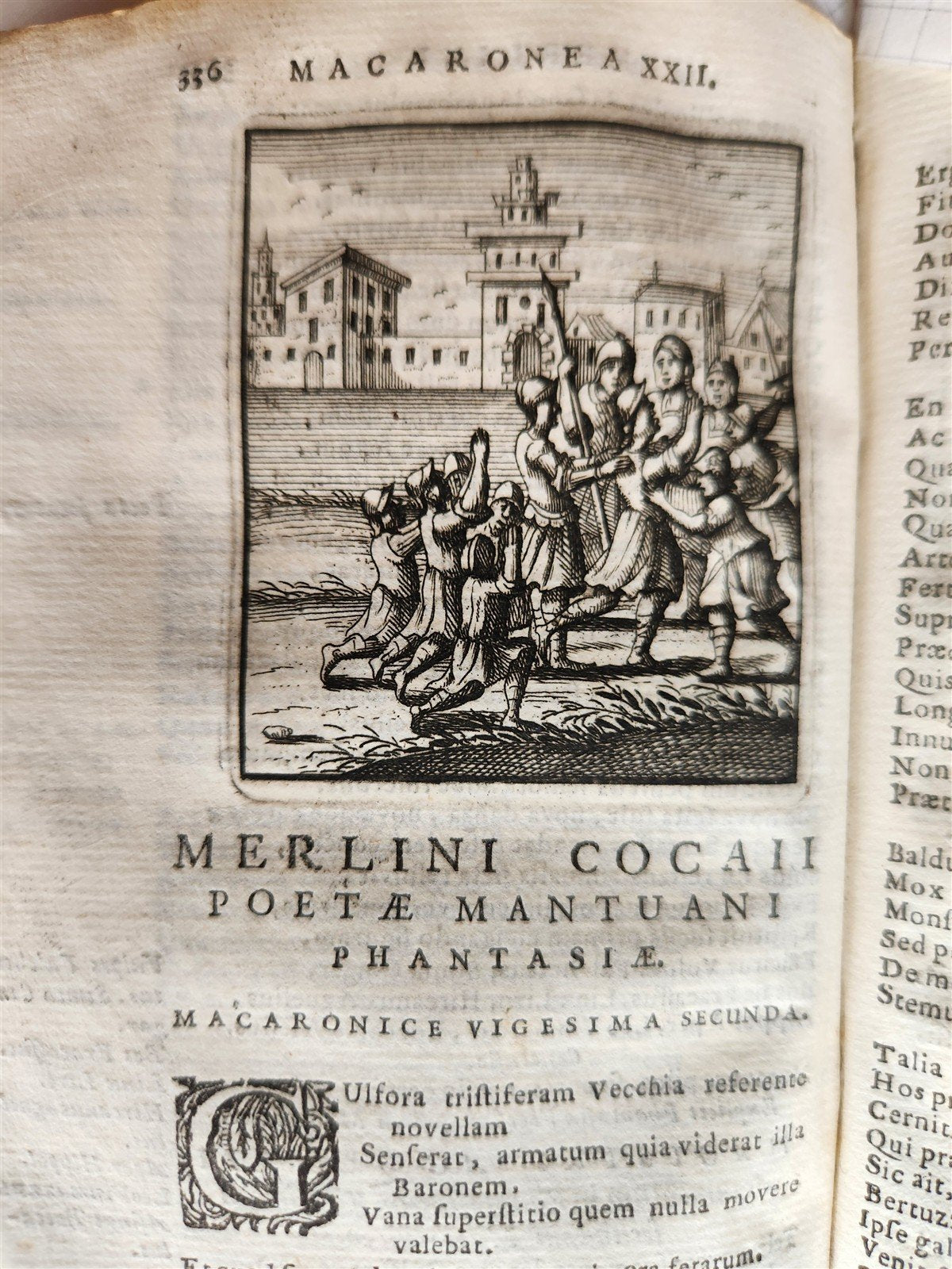 1692 ILLUSTRATED MACARONIC by POETRY MERLINI COCAII antique 17th CENTURY vellum