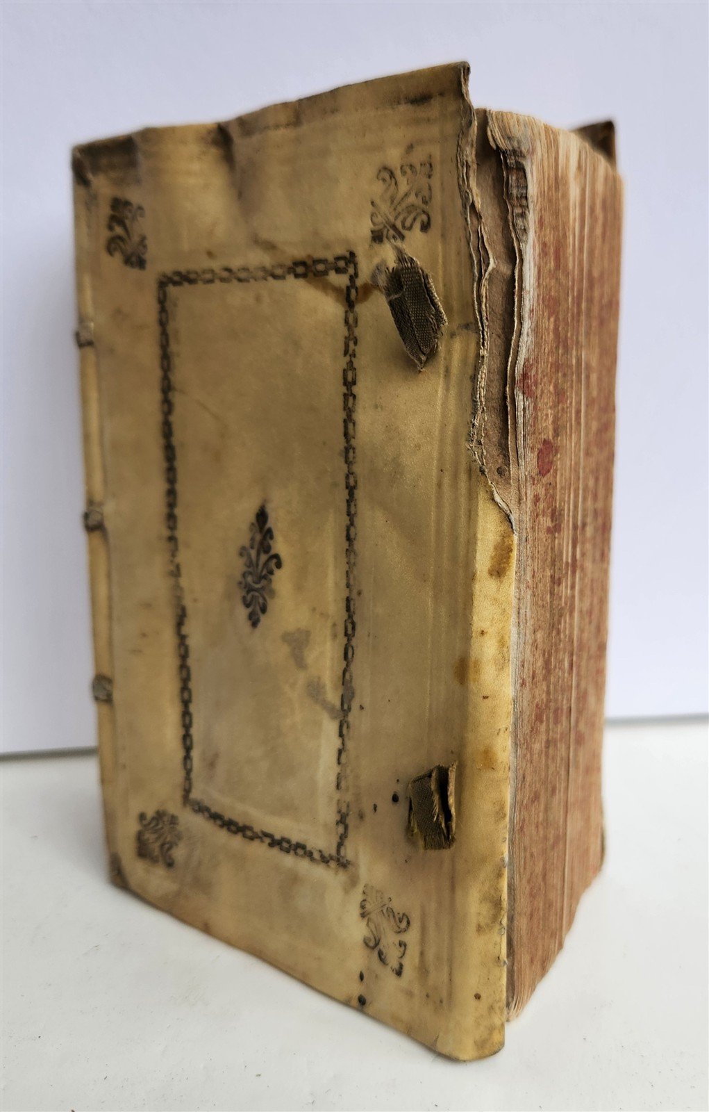 1580 LAW BOOK by E. BARONIS antique 16th CENTURY decorative vellum binding