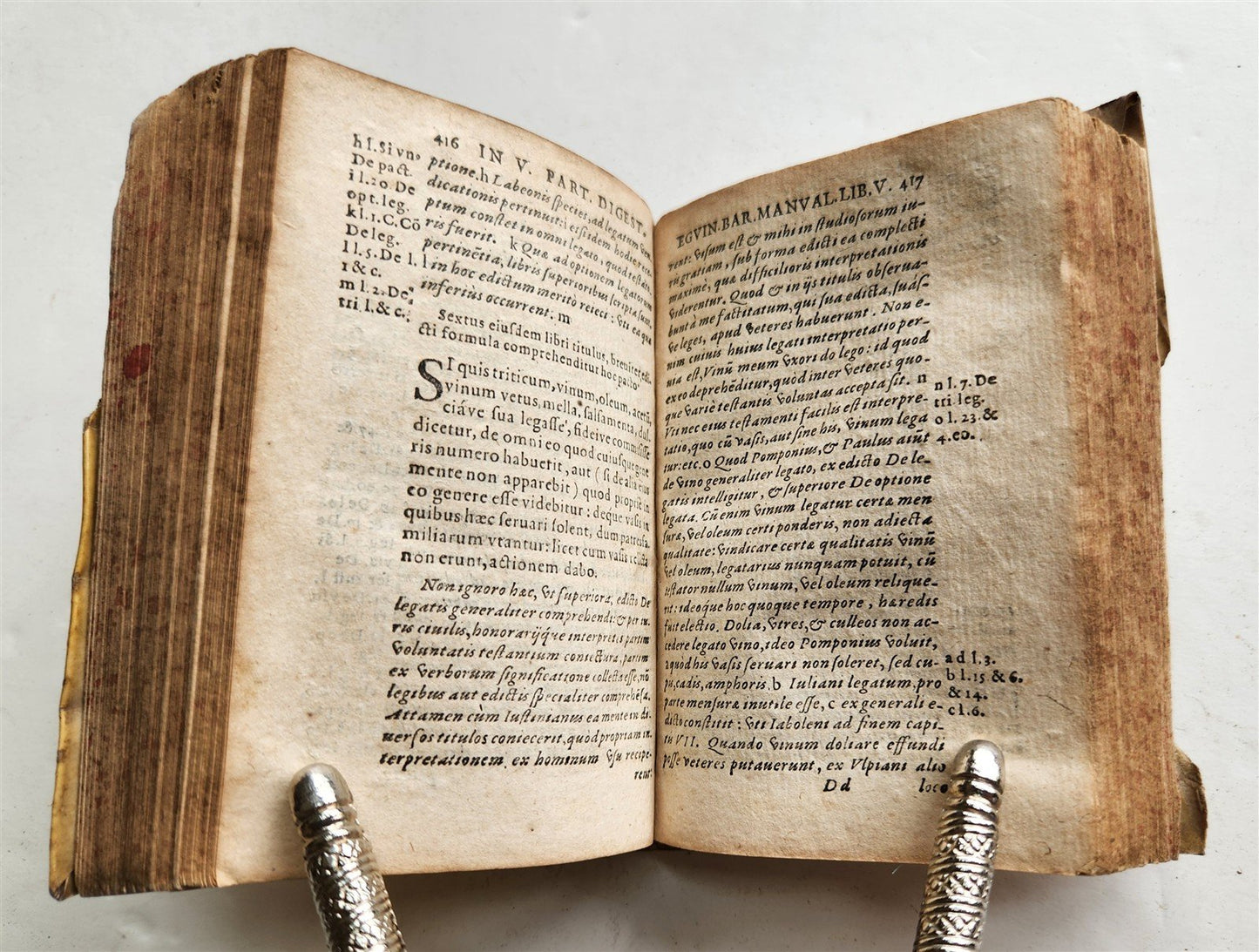 1580 LAW BOOK by E. BARONIS antique 16th CENTURY decorative vellum binding