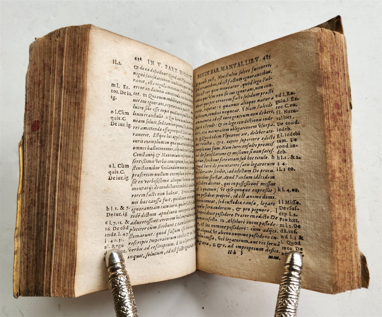1580 LAW BOOK by E. BARONIS antique 16th CENTURY decorative vellum binding