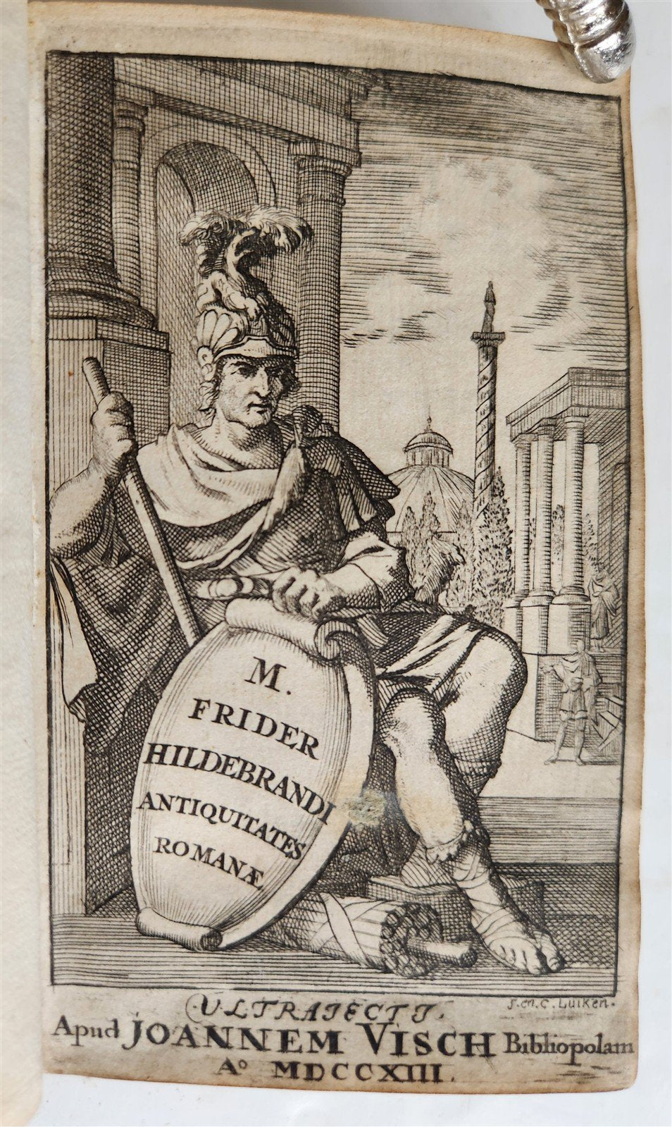 1713 ROMAN ANTIQUITIES antique ILLUSTRATED decorative vellum binding