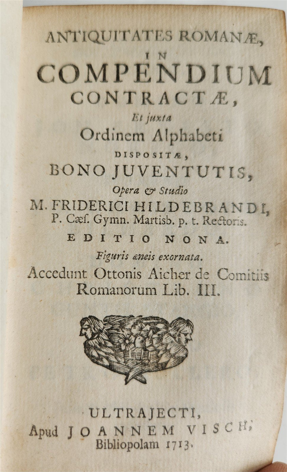 1713 ROMAN ANTIQUITIES antique ILLUSTRATED decorative vellum binding