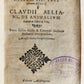 1616 CHARACTERISTICS of ANIMALS antique De Animalium natura by Claudius Aelianus