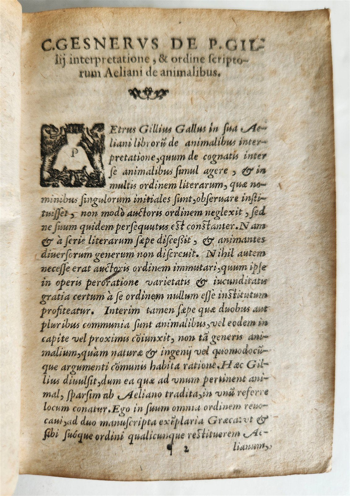 1616 CHARACTERISTICS of ANIMALS antique De Animalium natura by Claudius Aelianus