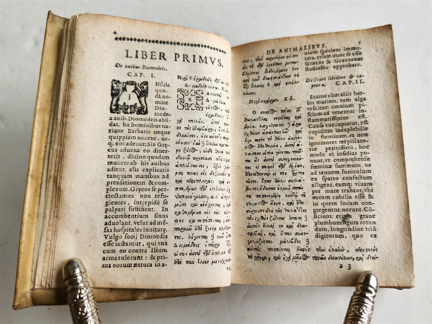 1616 CHARACTERISTICS of ANIMALS antique De Animalium natura by Claudius Aelianus