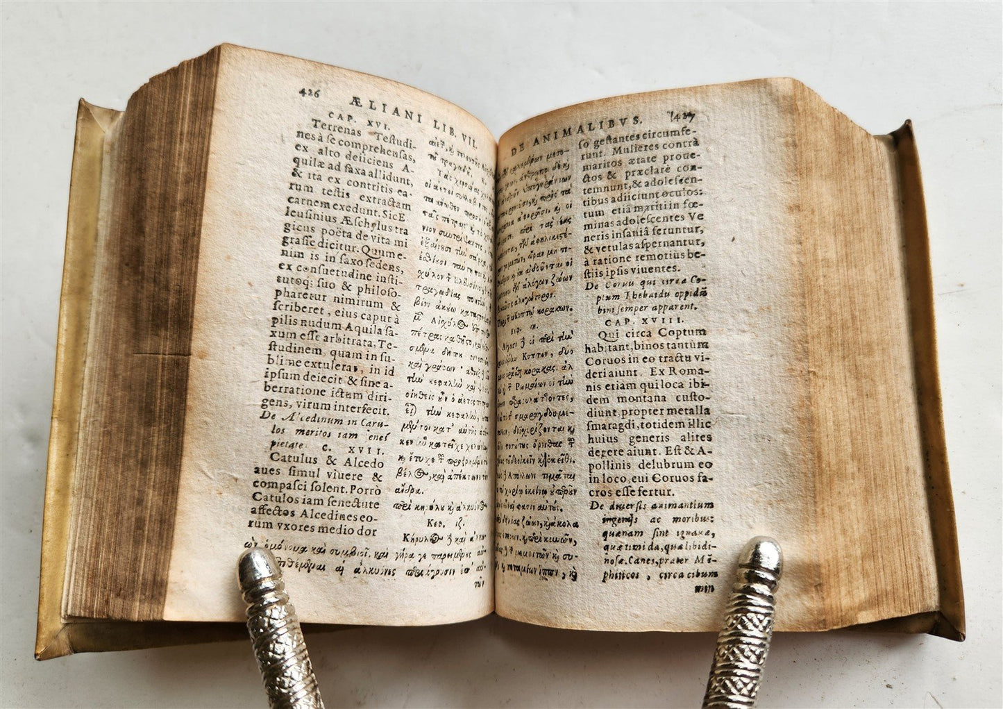 1616 CHARACTERISTICS of ANIMALS antique De Animalium natura by Claudius Aelianus