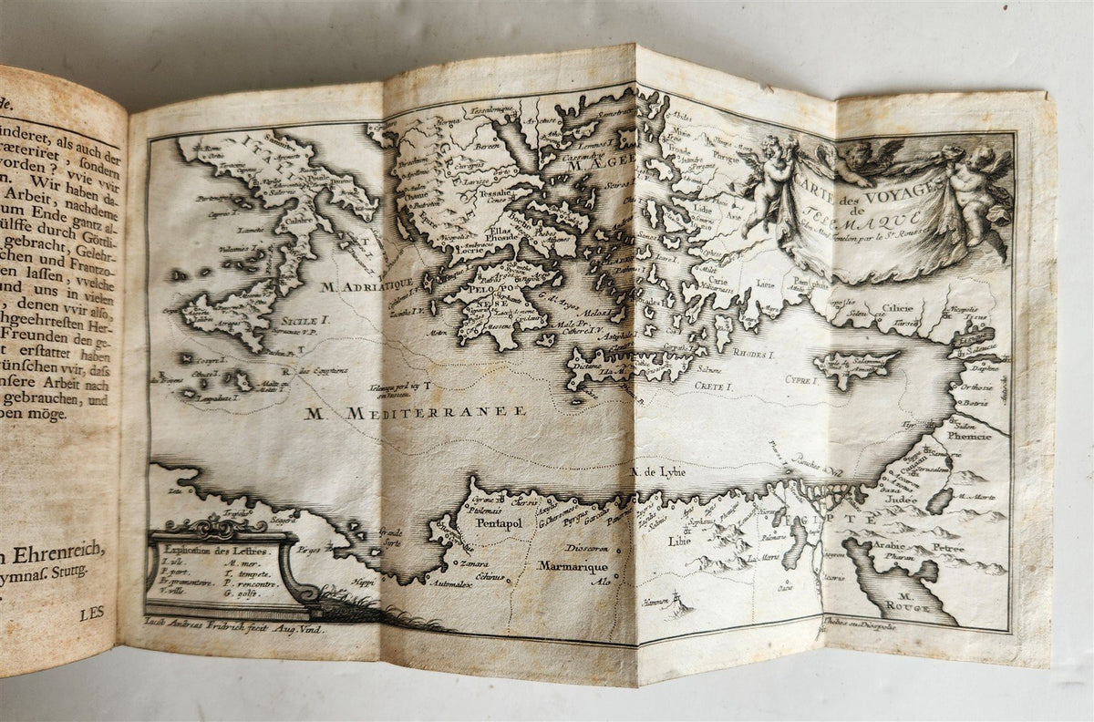 1760 ADVENTURES of TELEMACHUS in FRENCH antique ILLUSTRATED vellum bound